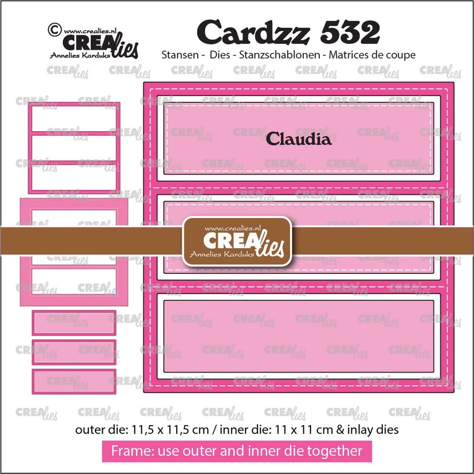 Crealies • Cardzz Frame & Inlay Claudia Rechthoek