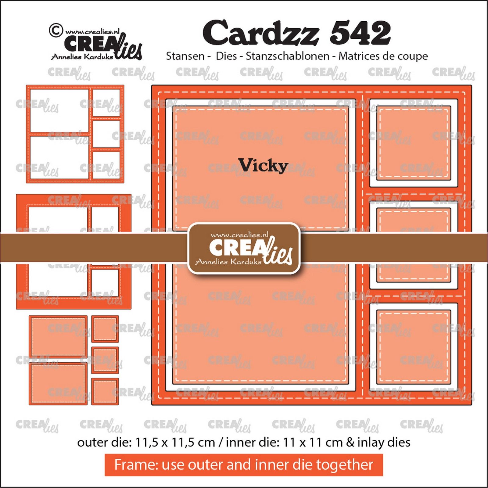 Crealies • Cardzz Frame & Inlays Vicky  (3 vierkantjes en 2 rechthoeken)