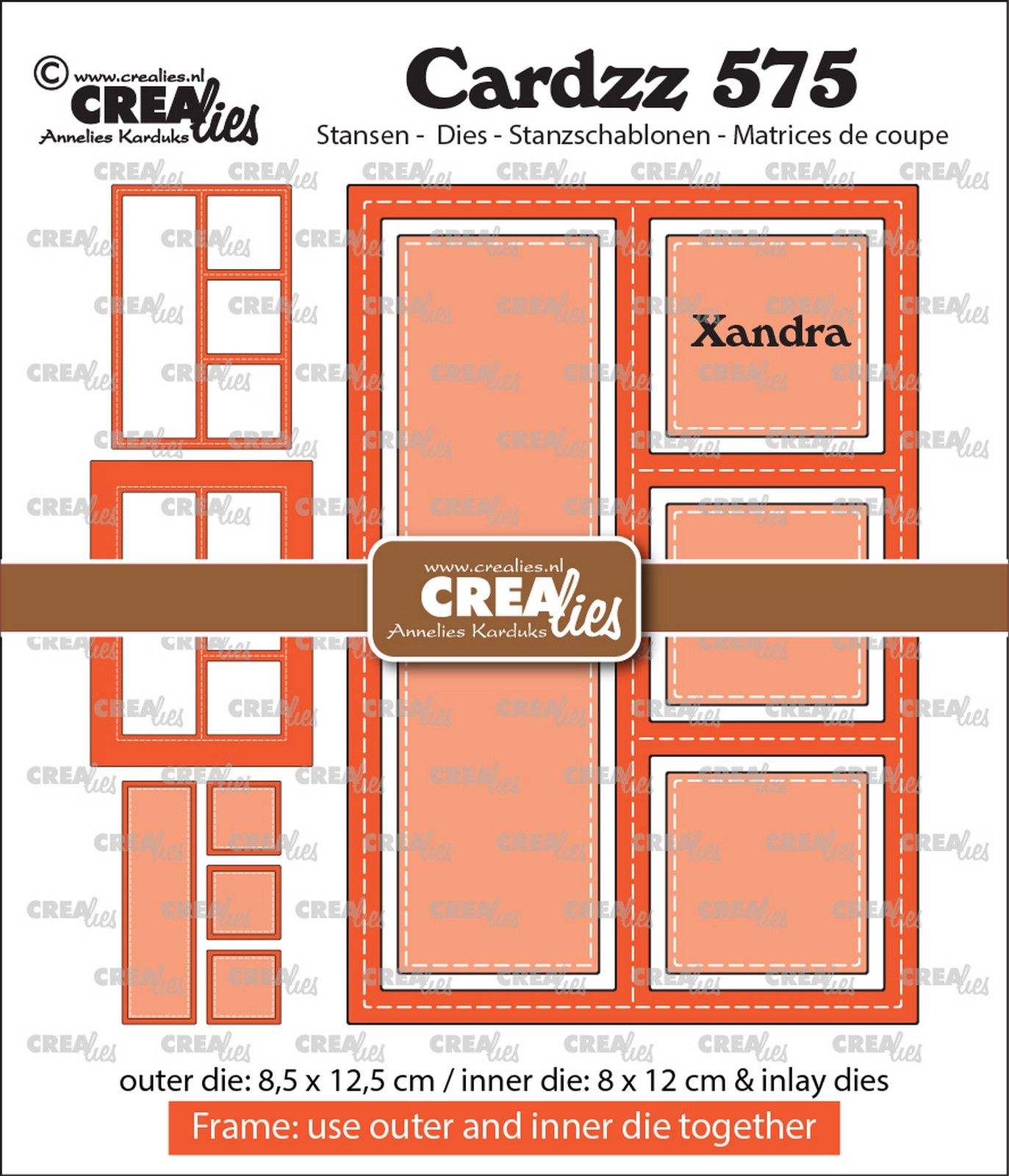 Crealies • Cardzz Frame & Inlays Xandra (3 Vierkantjes en 1 Rechthoek)