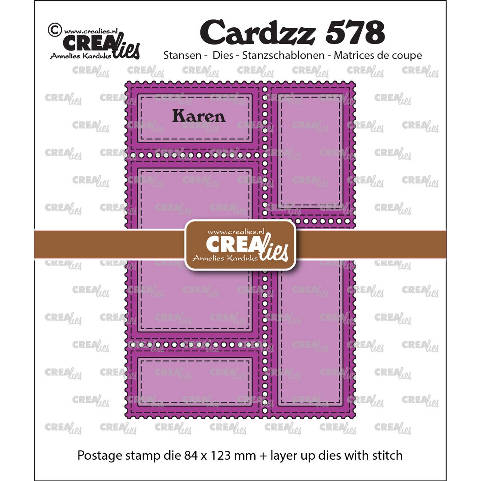 Crealies • Cardzz Die Cut Postage Stamp Frame Karen