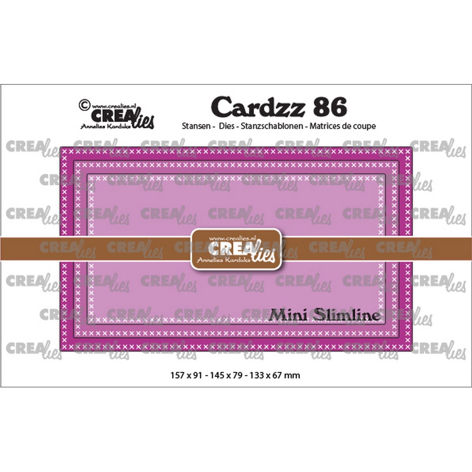 Crealies • Cardzz Mini Slimline F with cross stitch