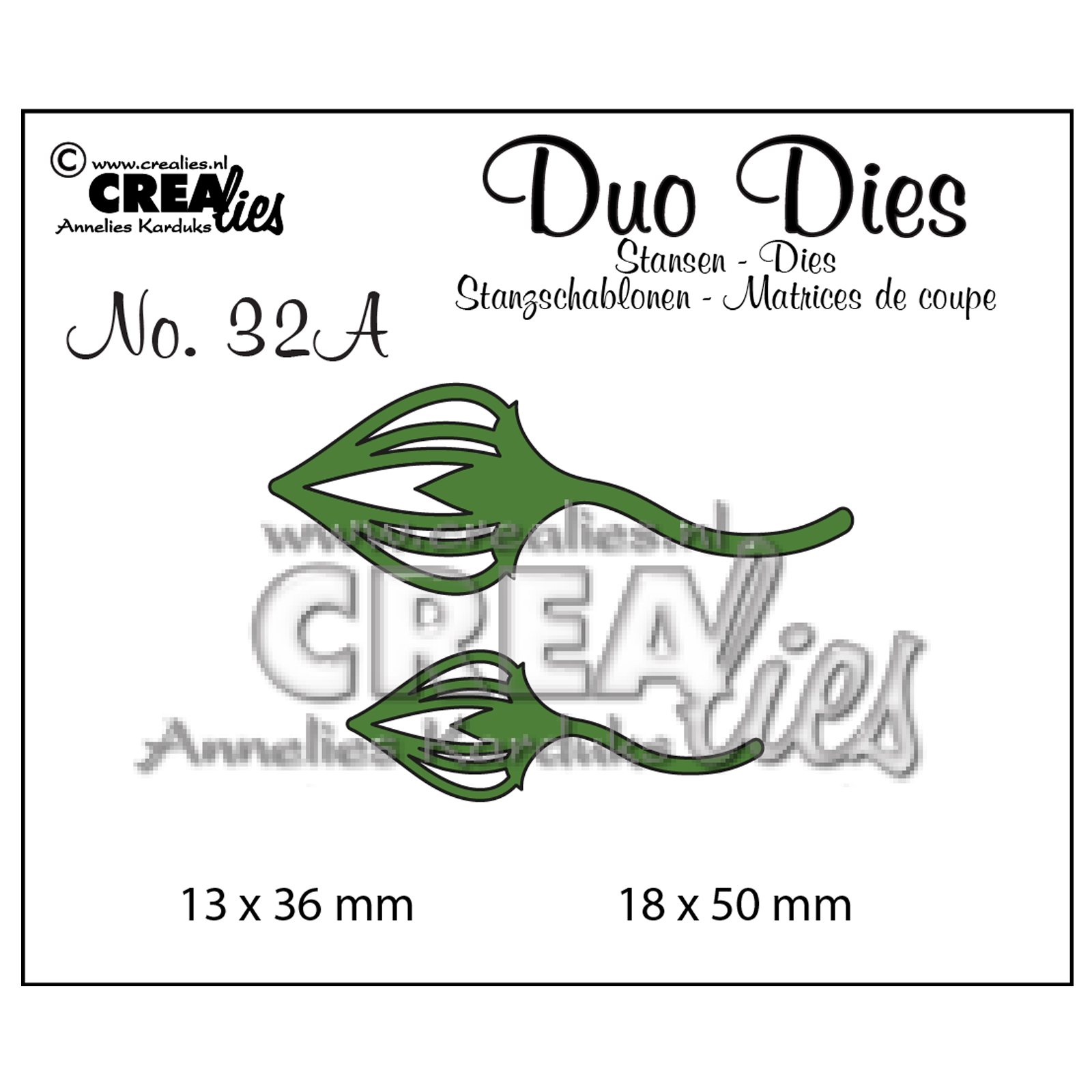 Crealies • Duo Dies no.32A Blaadjes 2 spiegelbeeldig