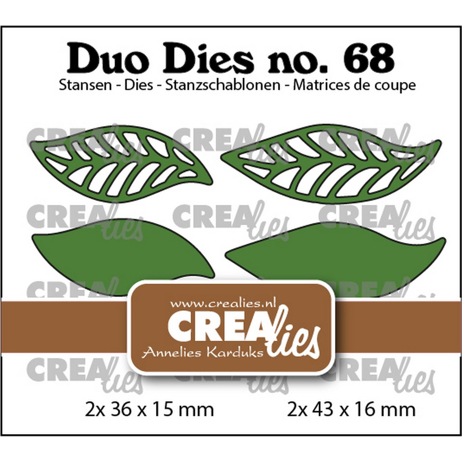 Crealies • Duo Dies No.19 Open & Solid Leaves 4pieces