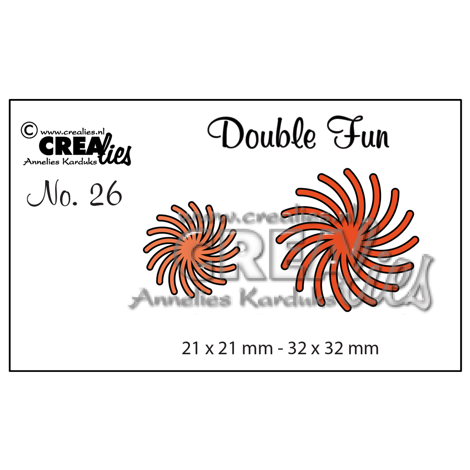 Crealies • Double Fun snijmal no.26 Gedraaide zon