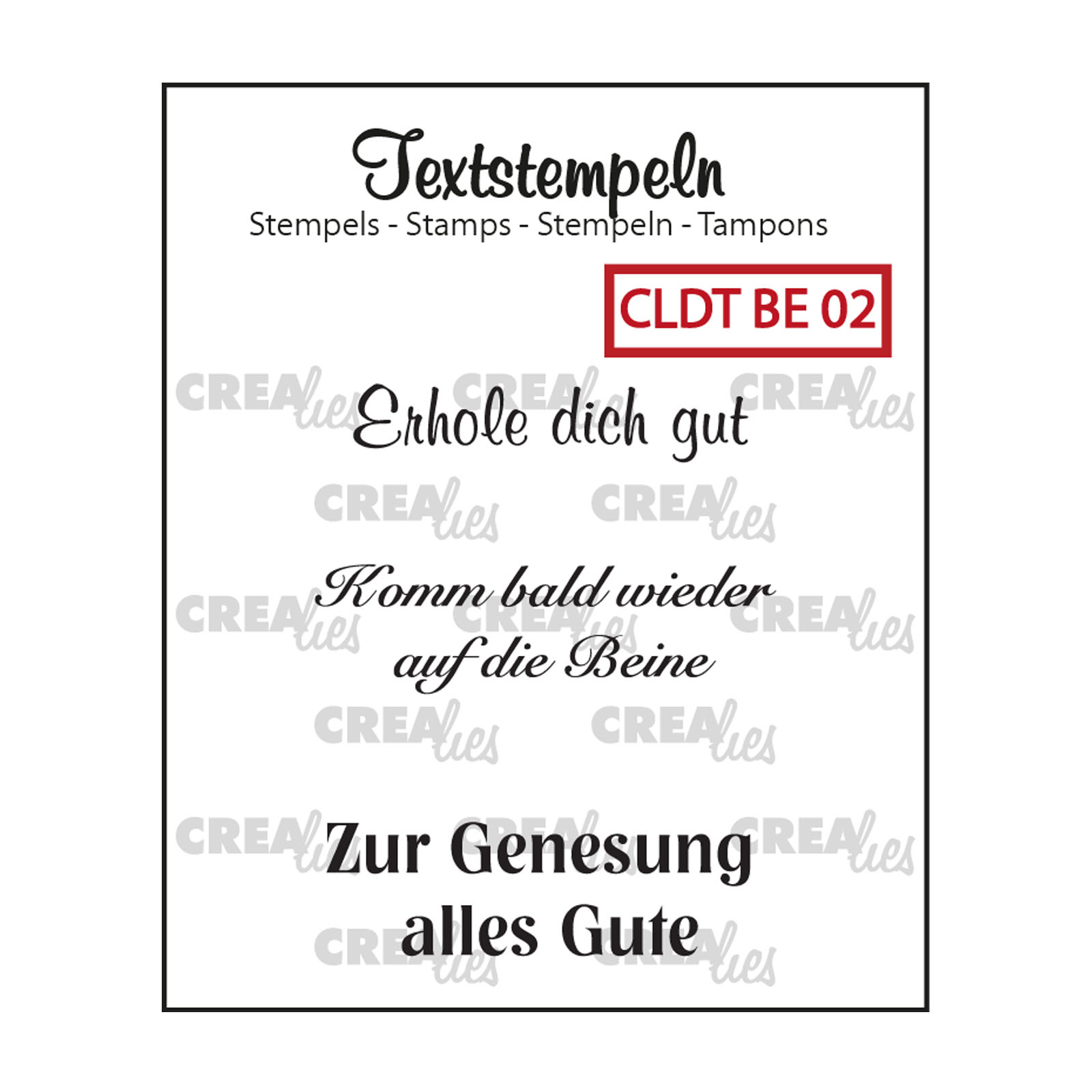 Crealies • Text & So Tampon texte en allemand "Besserung 02"