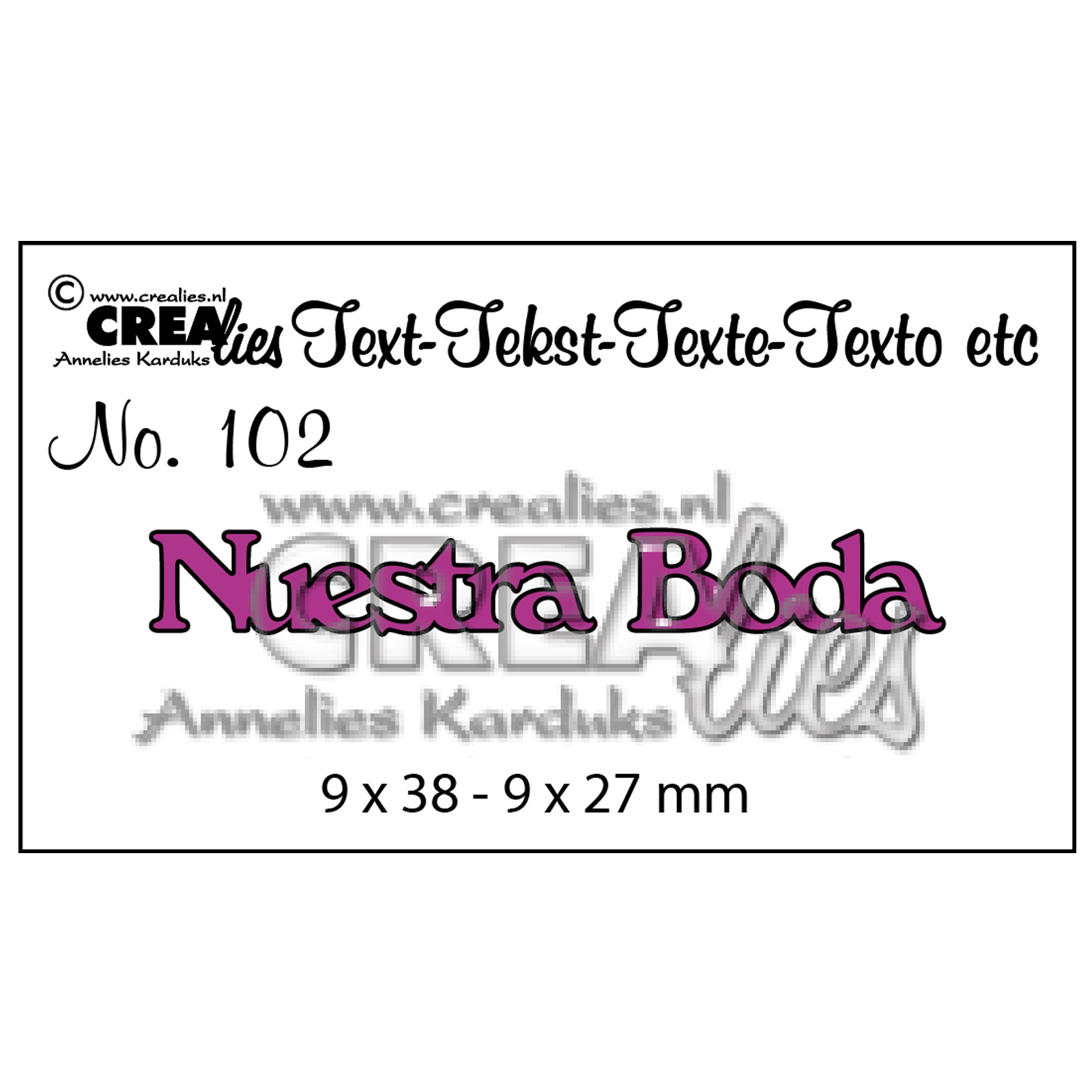 Crealies • Spanische Text Stanzschablone no.102 "Nuestra Boda"