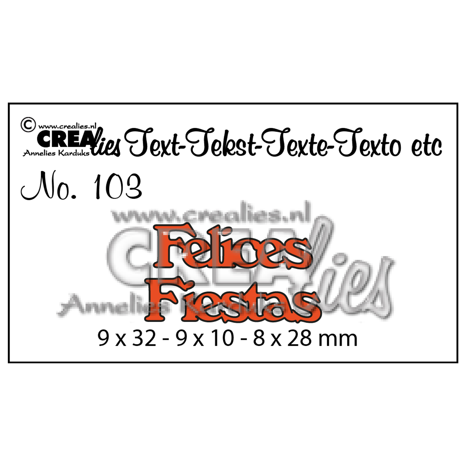 Crealies • Snijmal Spaanse tekst no.103 "Felices Fiestas"