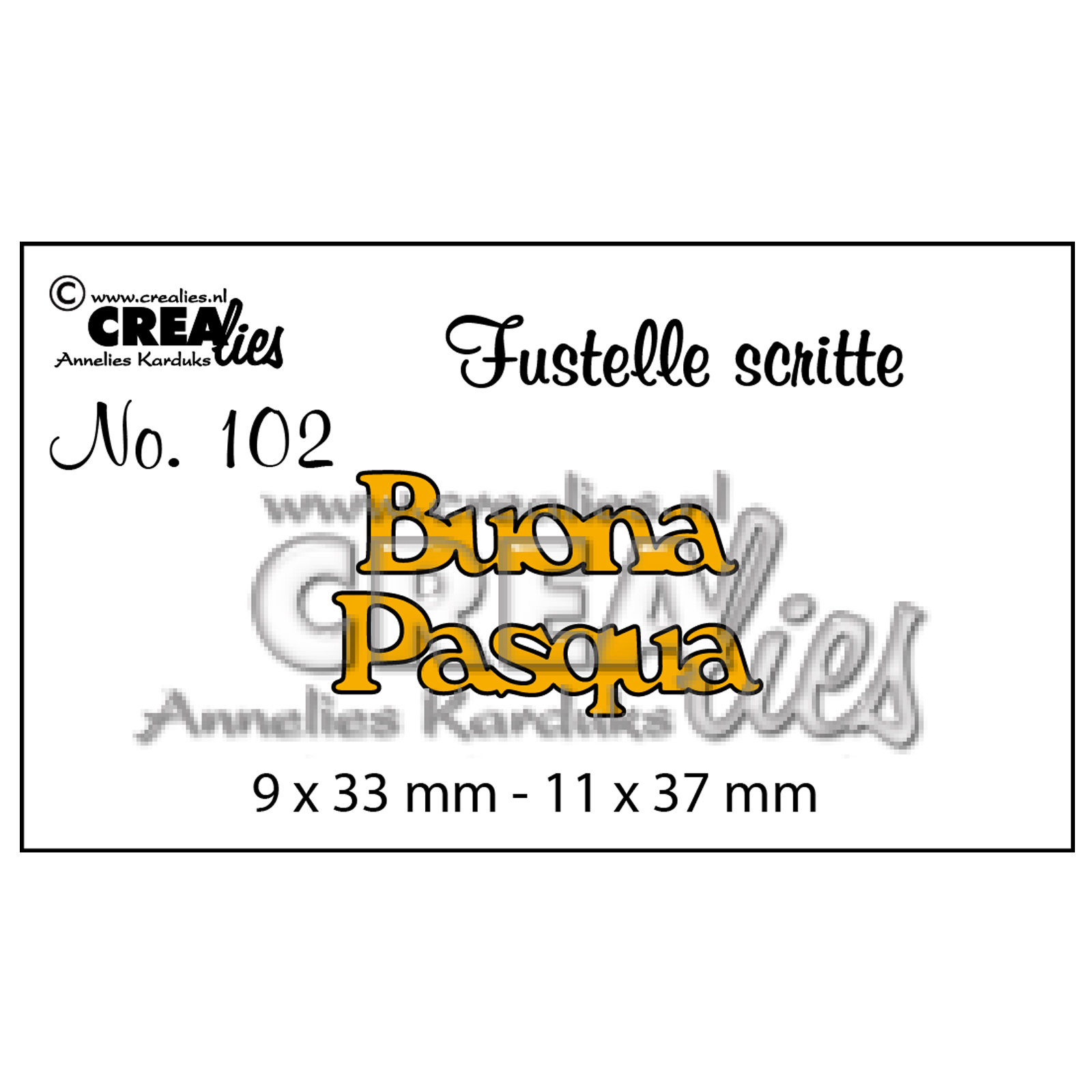 Crealies • Plantilla de corte con texto en italiano no.102 "Buona Pasqua"