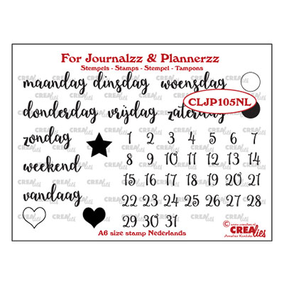 Crealies • For Journalzz & Plannerzz Stamps Weekdays NL