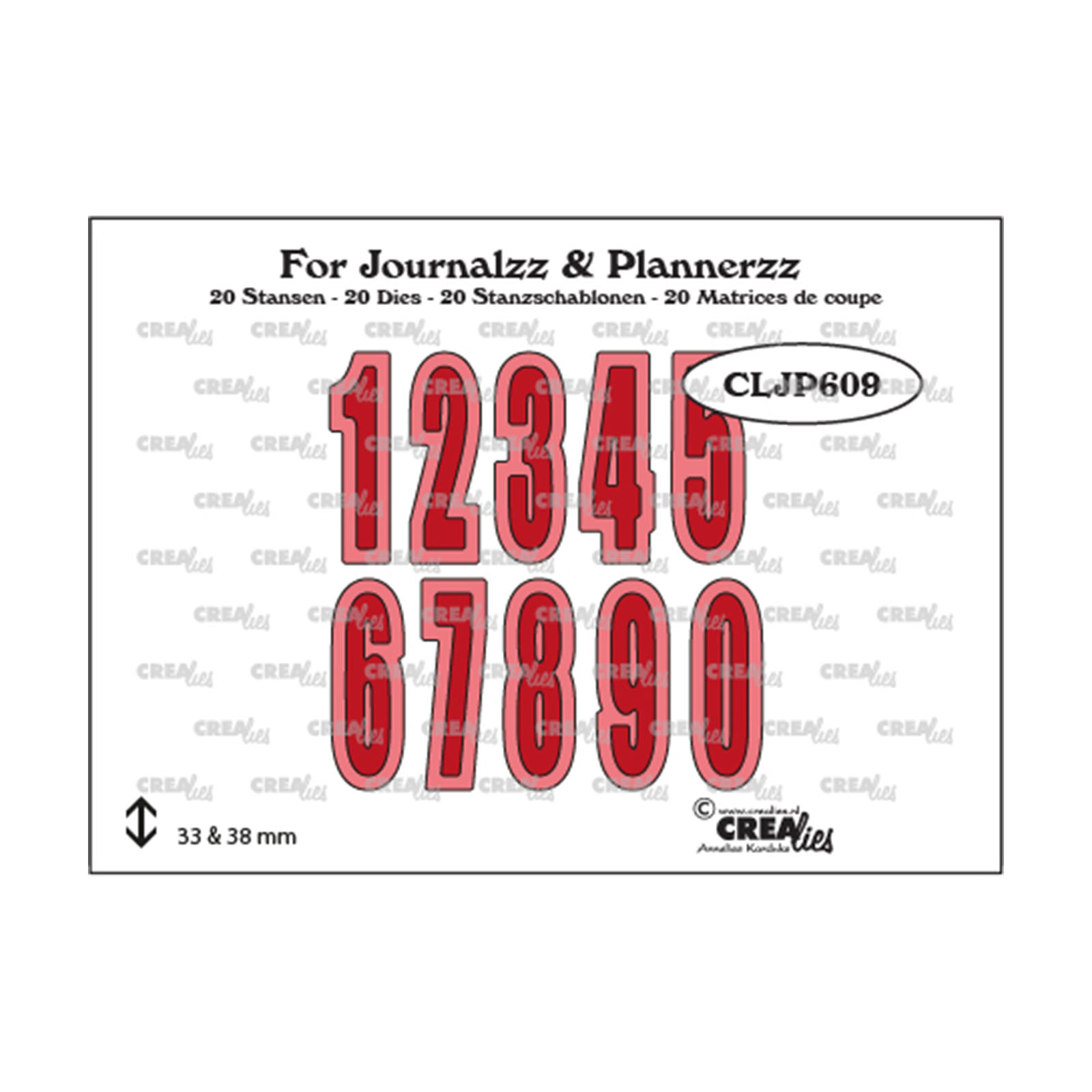 Crealies • For journalzz & plannerzz cutting die Numbers schaduw