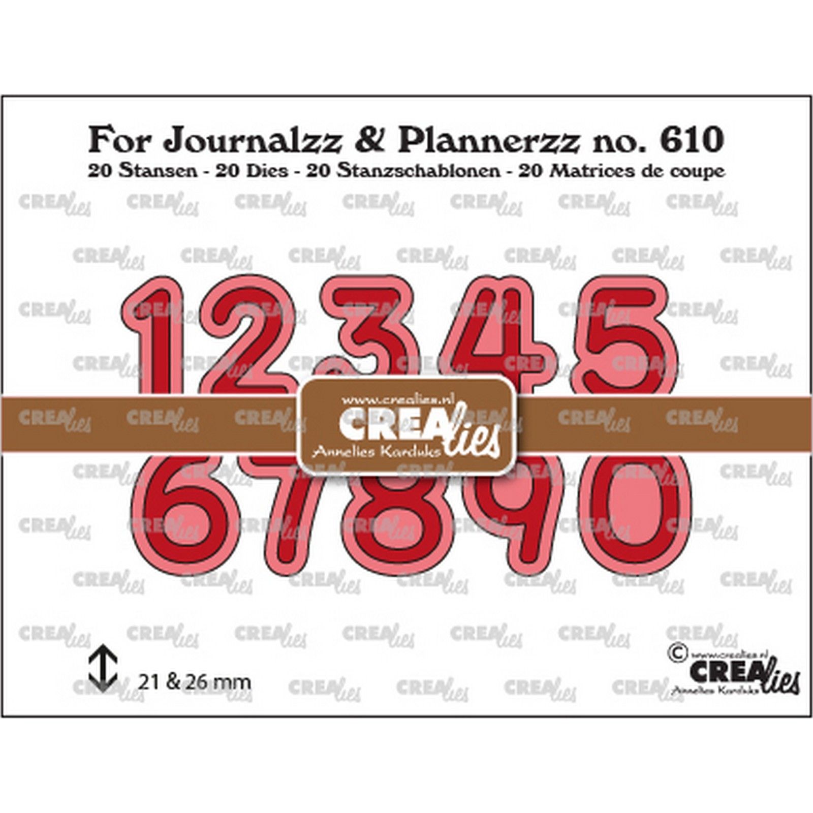 Crealies • For Journalzz & Plannerzz stanzschablone Numbers Nr.610 with shadow