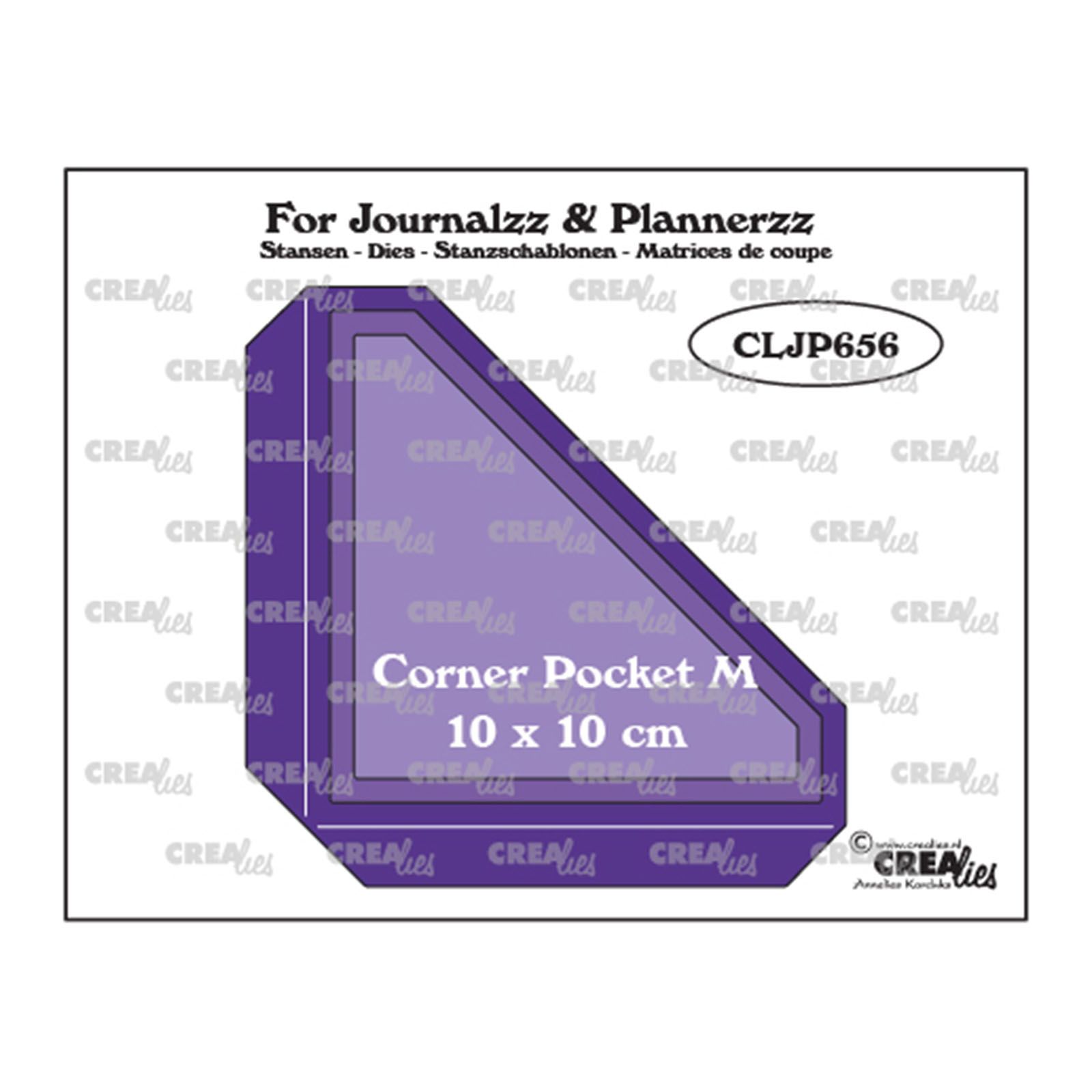 Crealies •  For Journalzz & Plannerzz stanzschablone Corner pocket M + 2x layer up