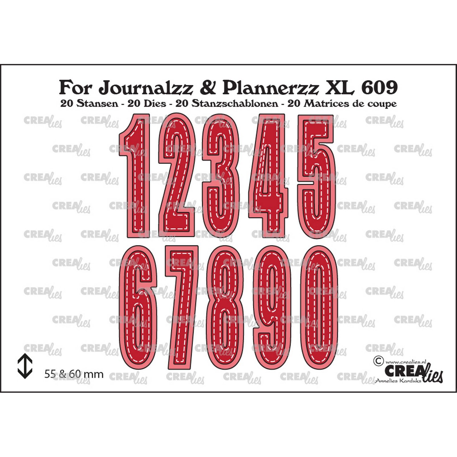 Crealies • Cutting Dies For Journalzz & Plannerzz Numbers XL with Shadow No. 03