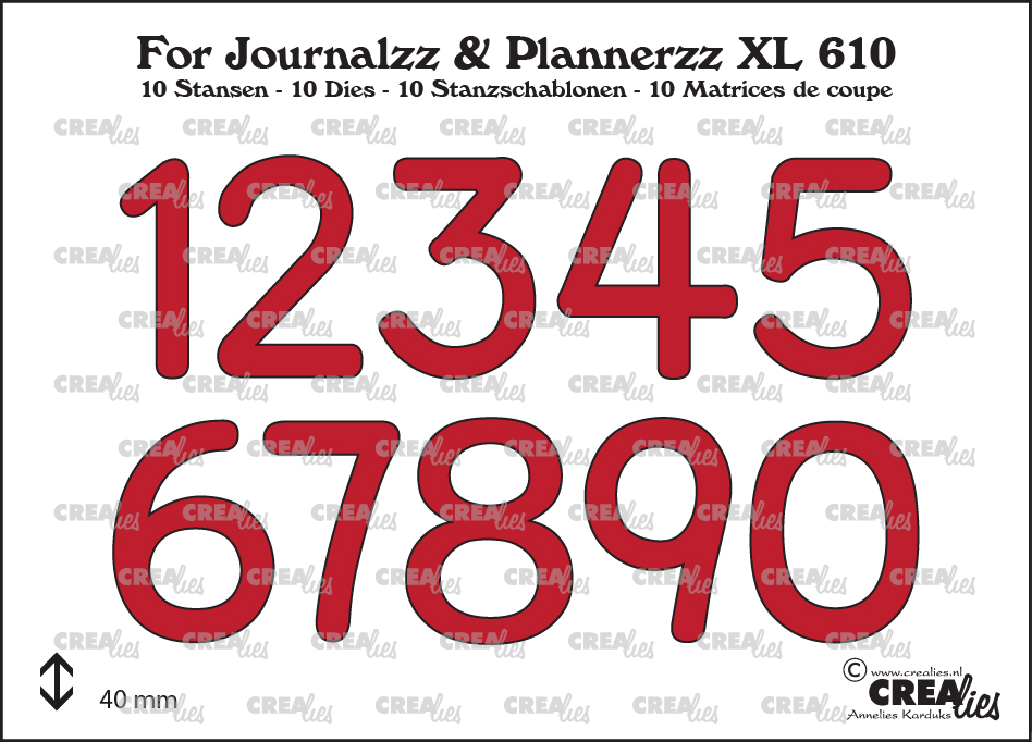 Crealies • Cutting Dies For Journalzz & Plannerzz Numbers XL No. 04