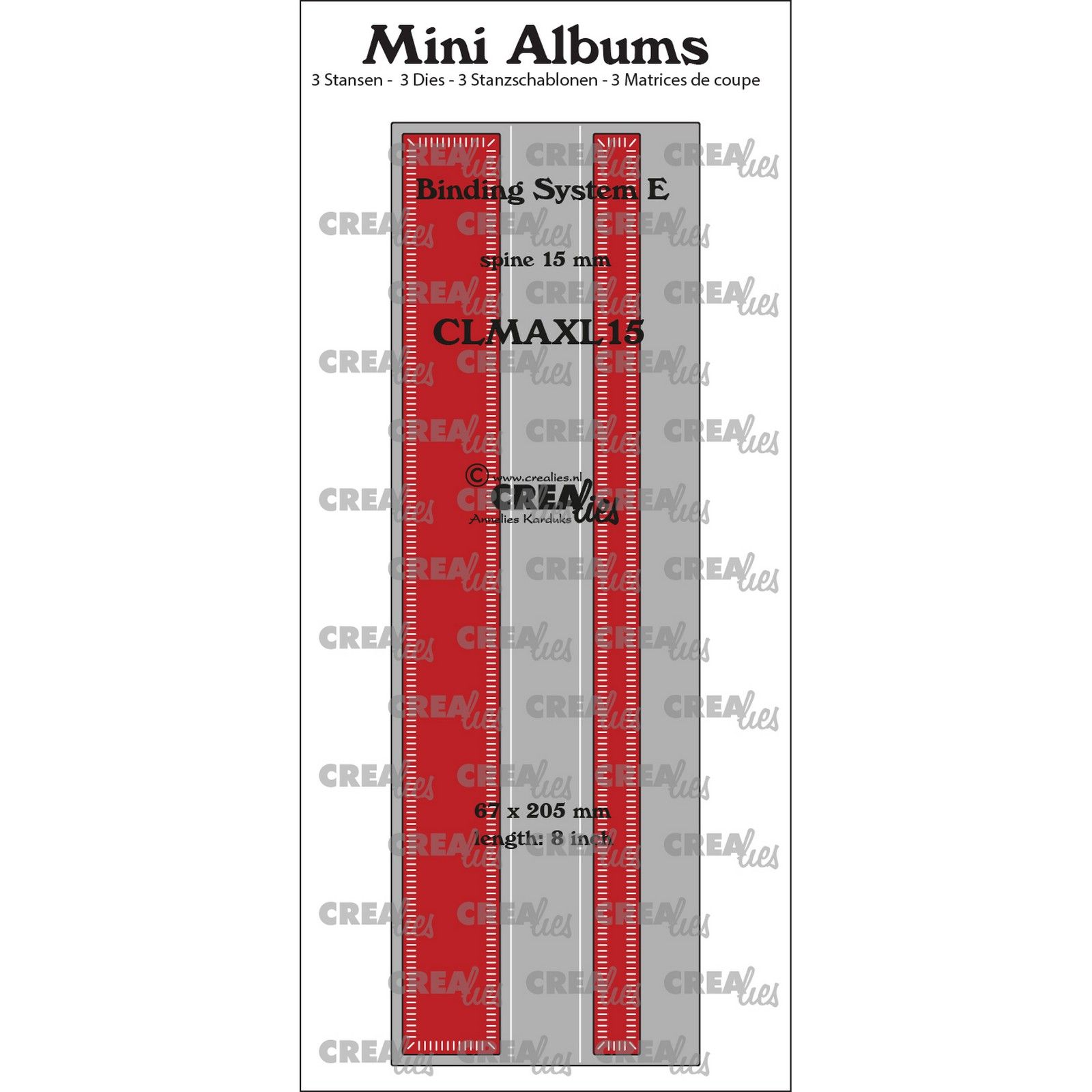 Crealies • Mini Albums Mini Albums Xl Binding System E (Spine 15 Mm) With Little Stripes