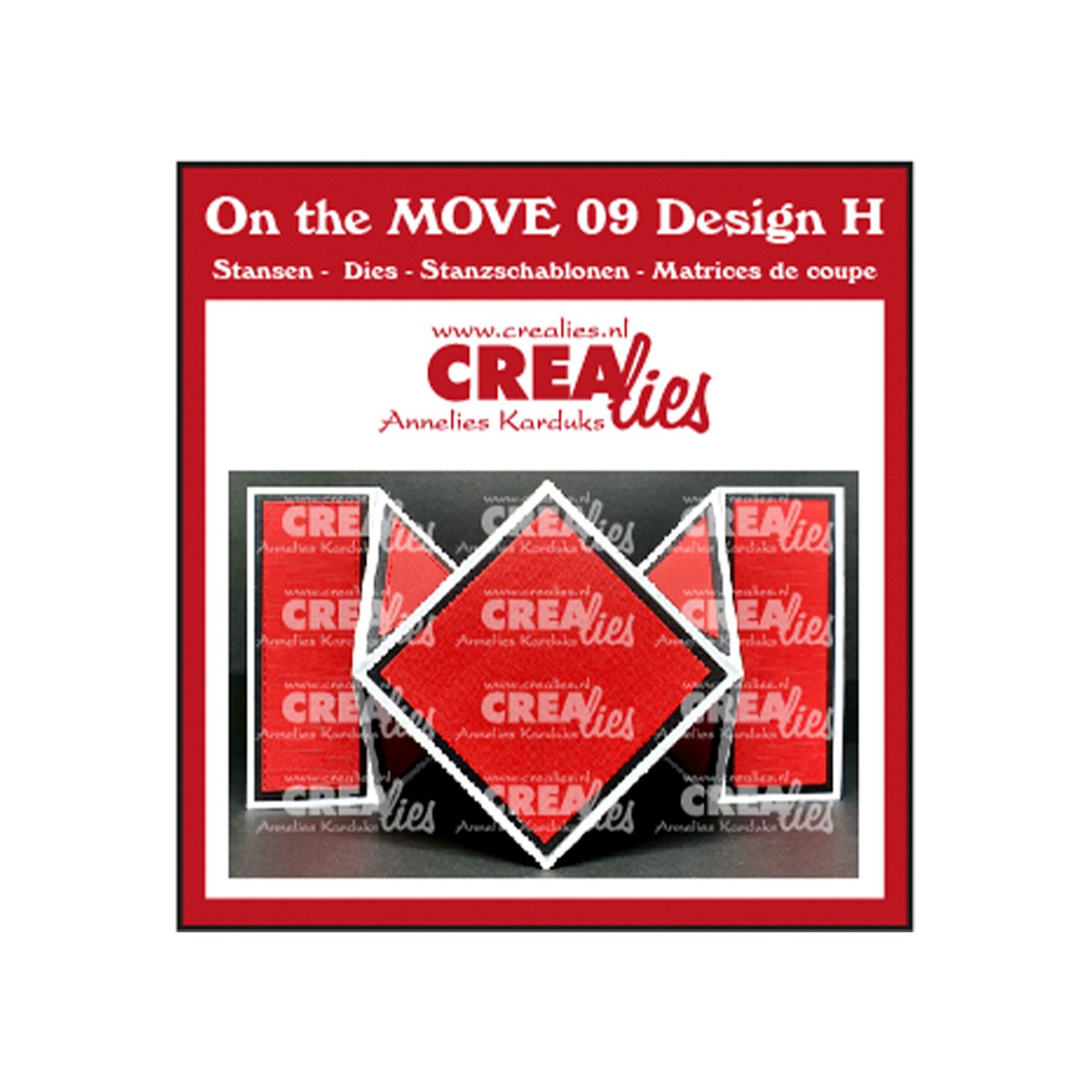 Crealies • On the Move dies Design H square folding card