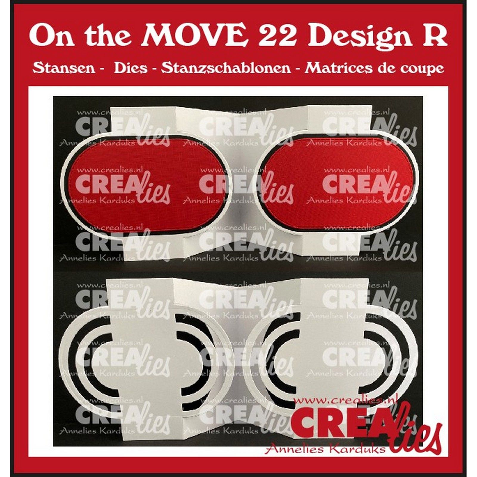 Crealies • On The Move Design R Fun Fold Card With Half Circles