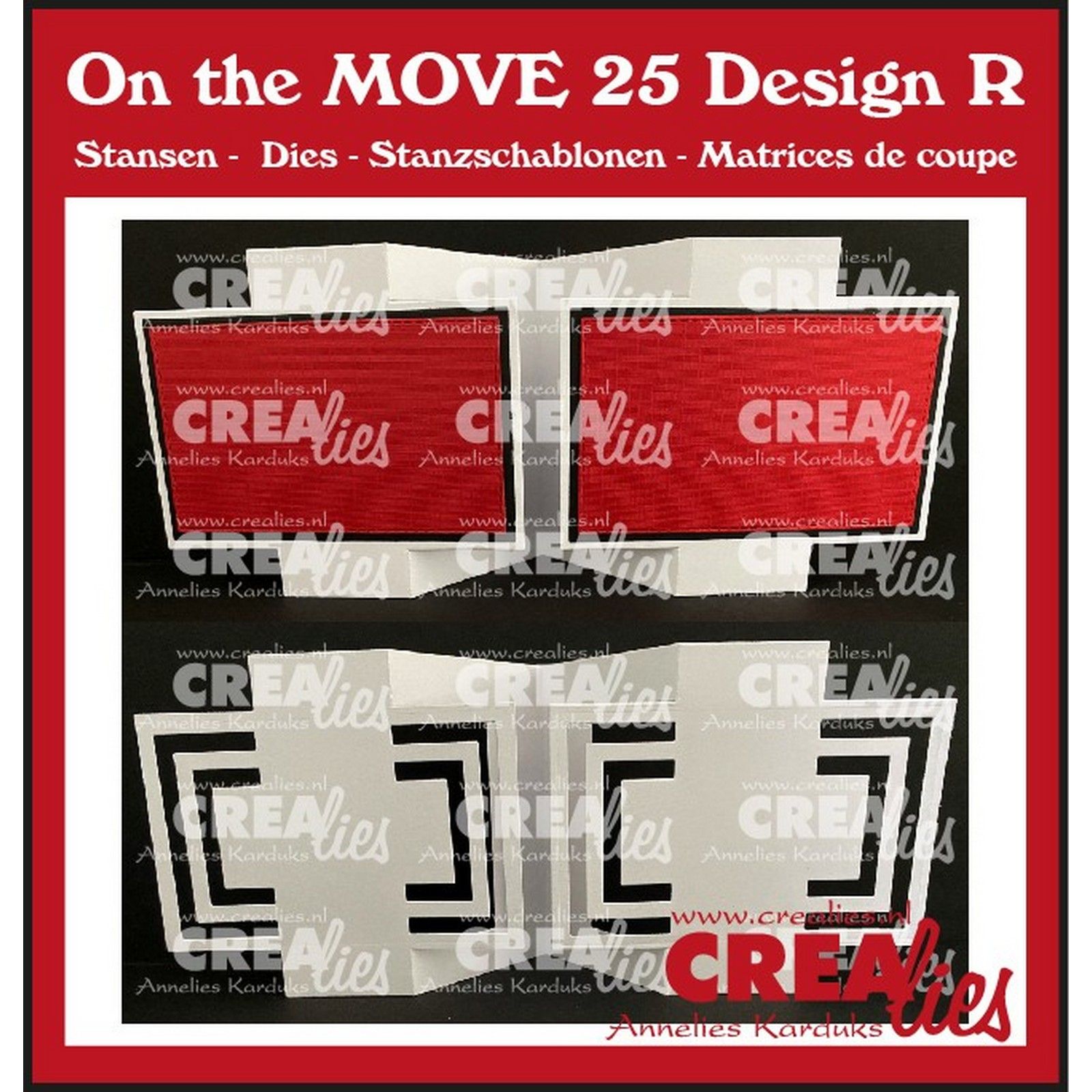 Crealies • On The Move Design R Fun Fold Card Met Halve Vierkanten