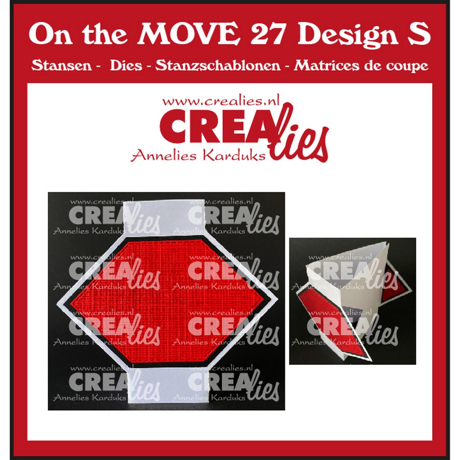 Crealies • on the MOVE Design S Driehoekige Kaart met Halve Diagonale Vierkanten