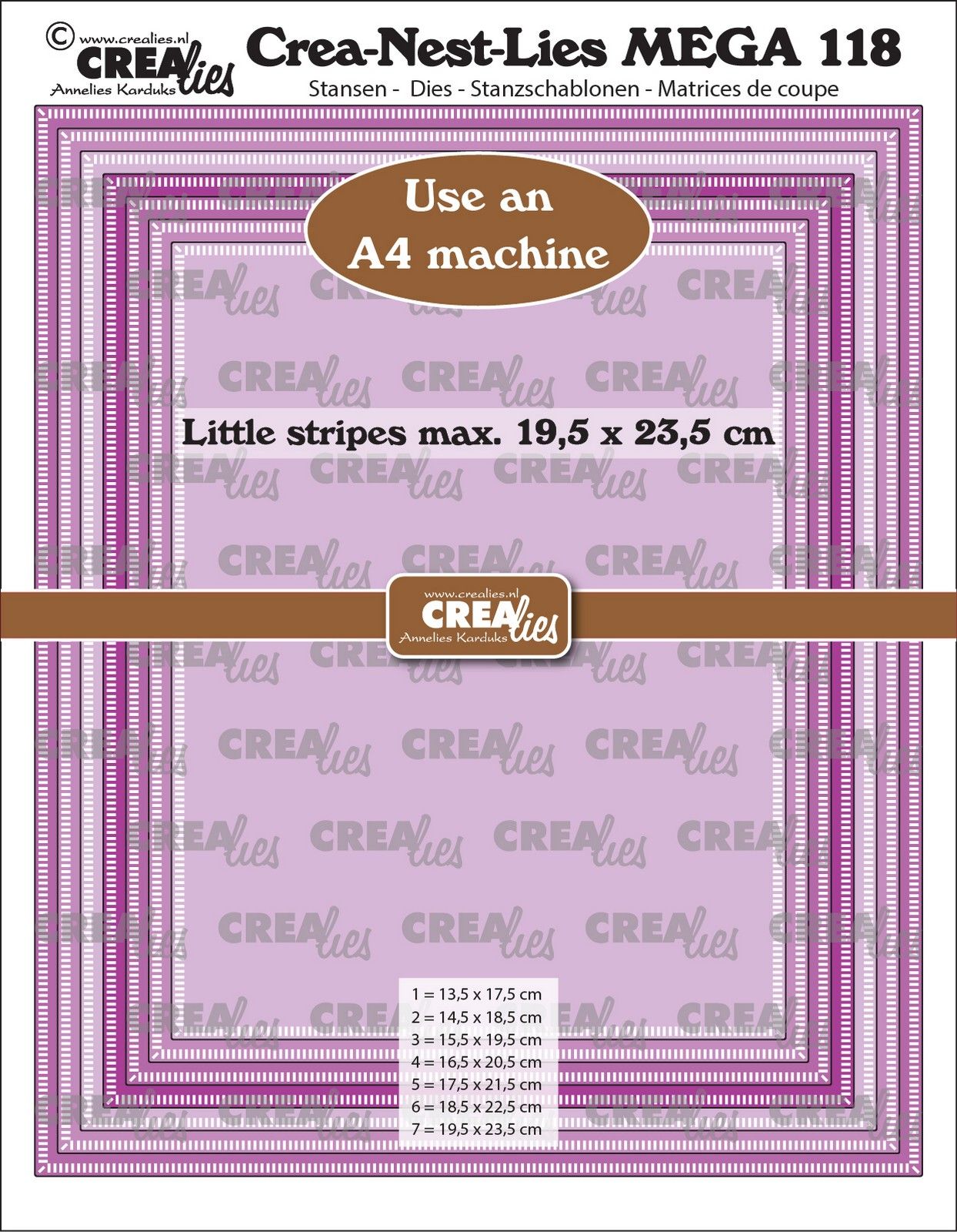Crealies • Crea-Nest-Lies Mega Rectangles with Little Stripes 0,5cm