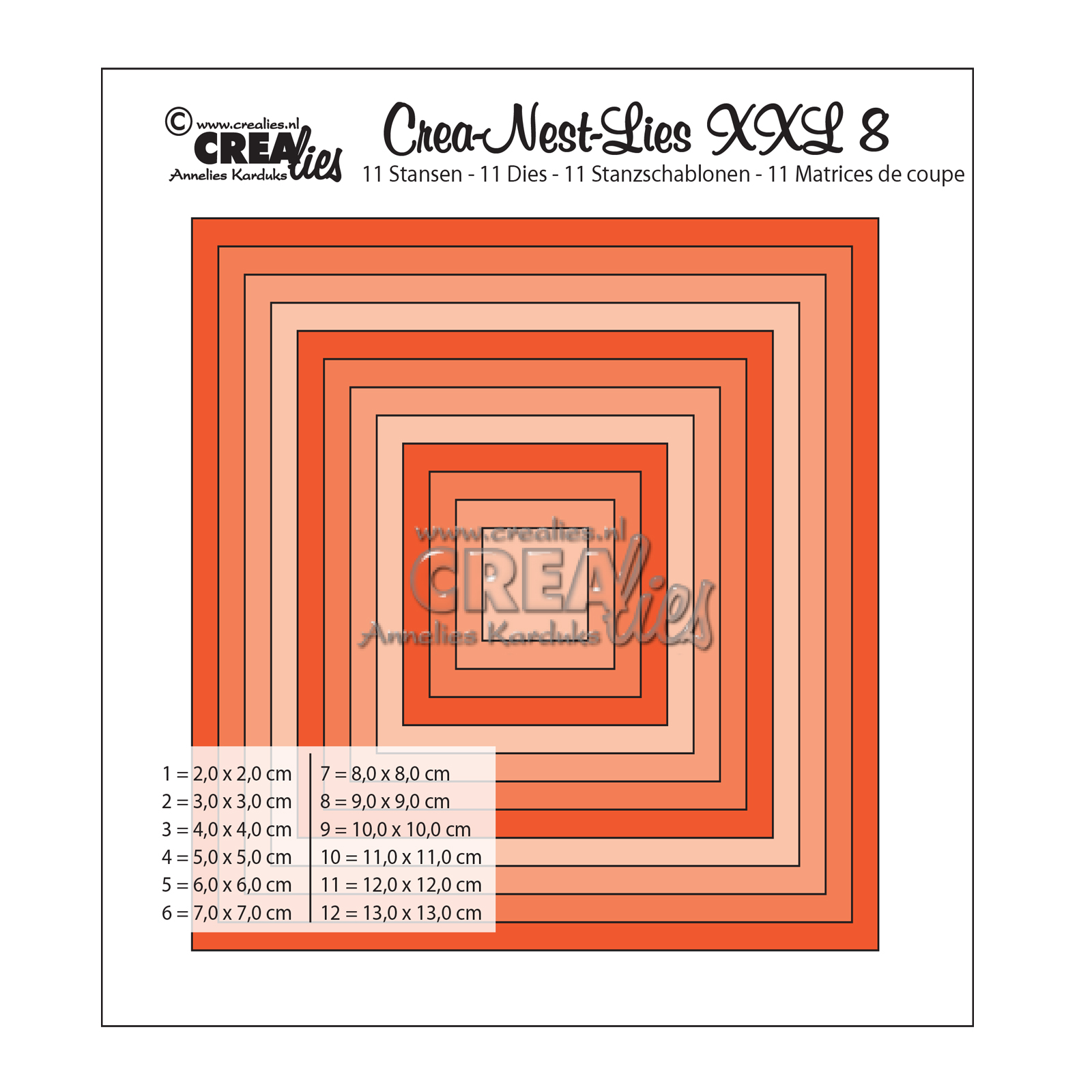 Crealies • Crea-Nest-Lies XXL plantilla de corte no.8 Squares