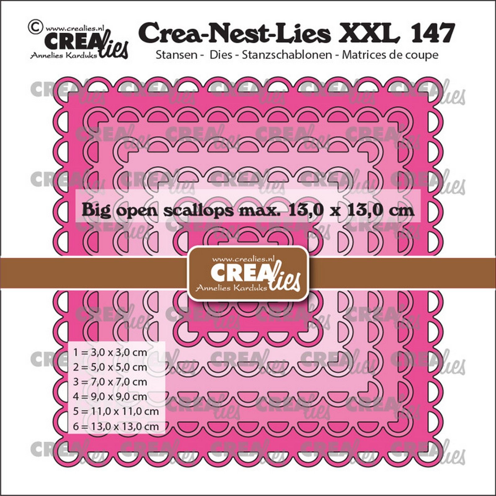 Crealies • Crea-Nest-Lies XXL Plantillas de Corte Big Open Scalloped Squares