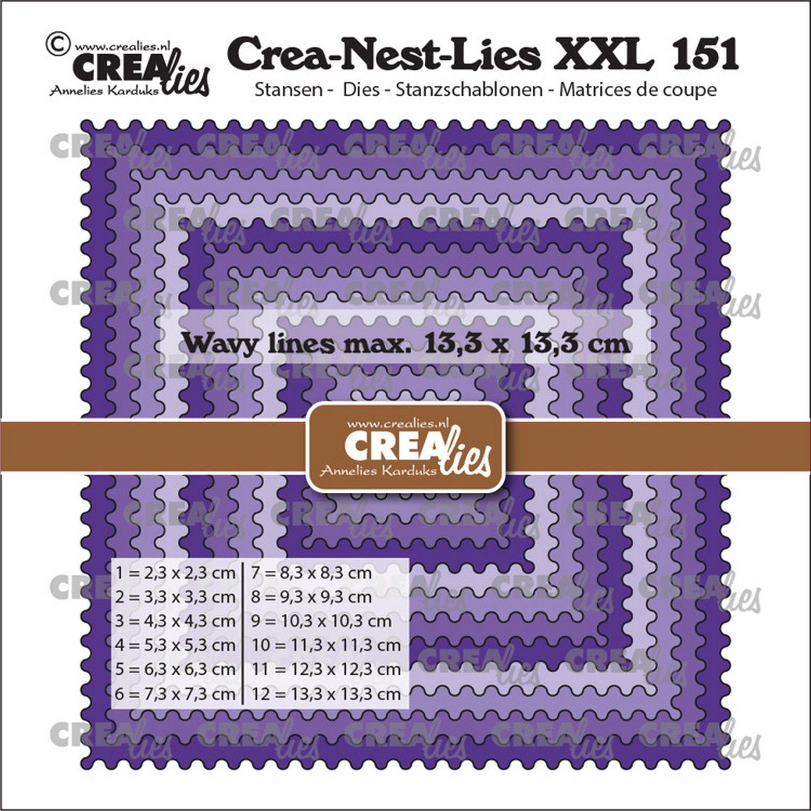 Crealies • Crea-Nest-Lies XXL Squares With Wavy Lines