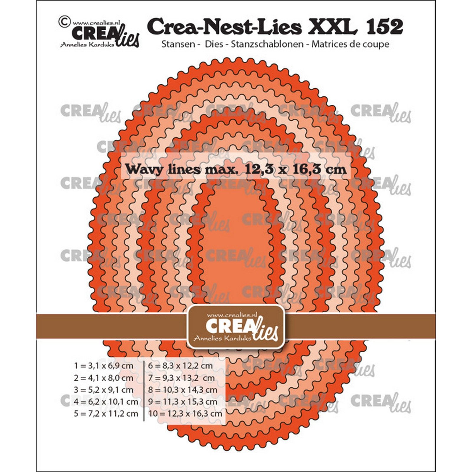 Crealies • Crea-Nest-Lies XXL Stanzschablone Ovals With Wavy Lines