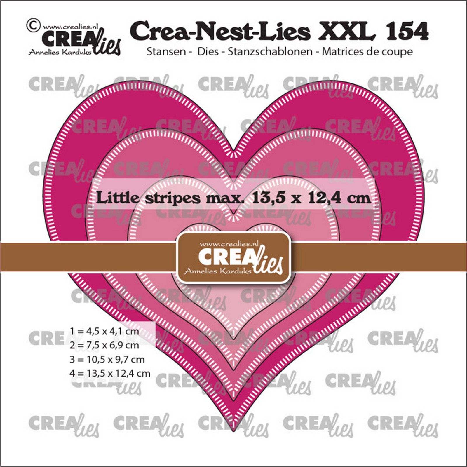 Crealies • Crea-Nest-Lies XXL Stanzschablone Hearts With Little Stripes