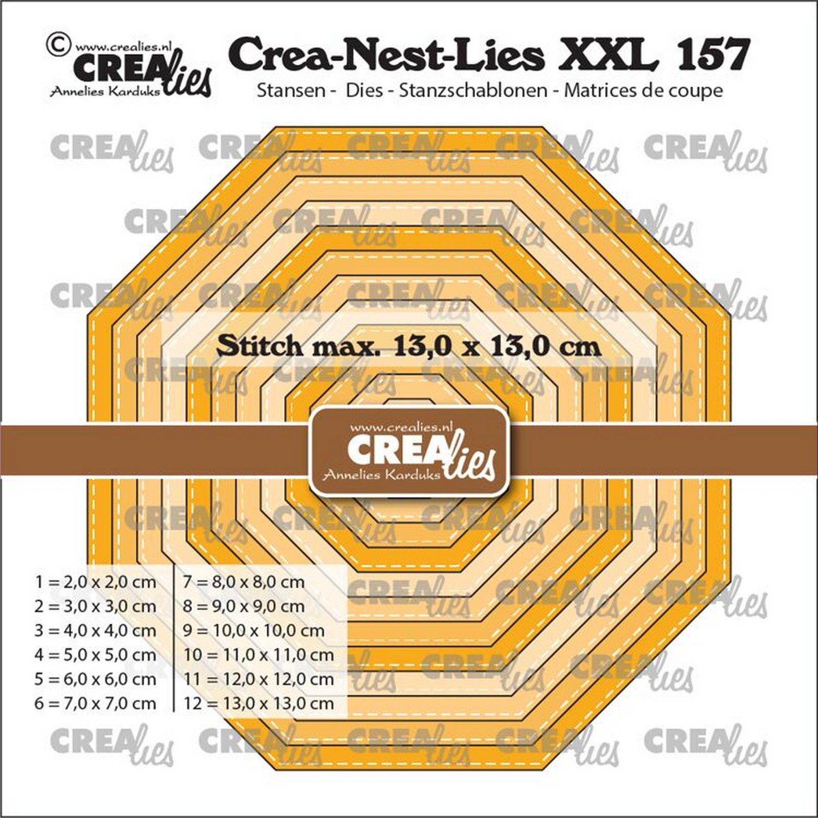 Crealies • Crea-Nest-Lies XXL Achthoek Met Stiksteek