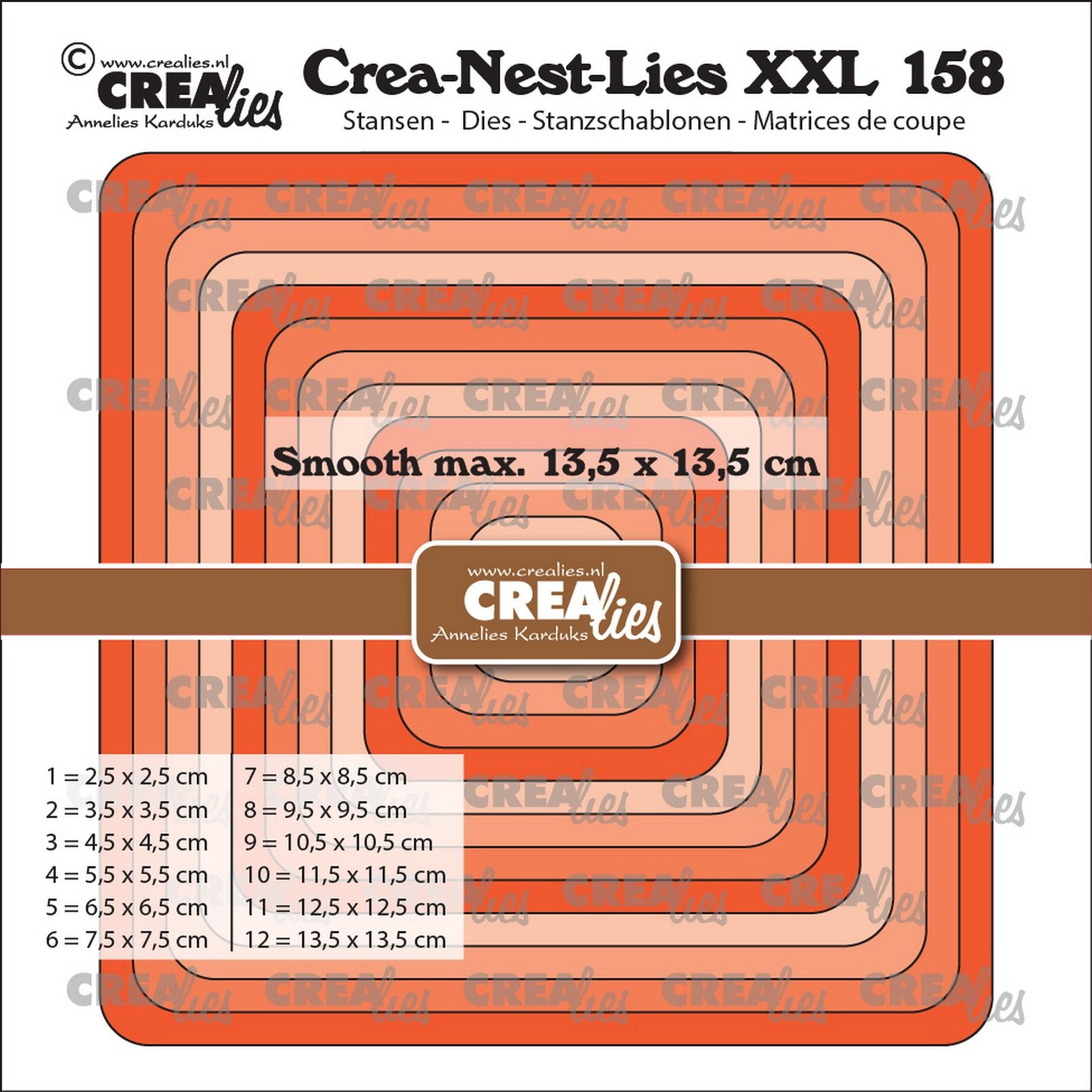 Crealies • Crea-Nest-Lies XXL Vierkanten Met Afgeronde Hoeken Glad