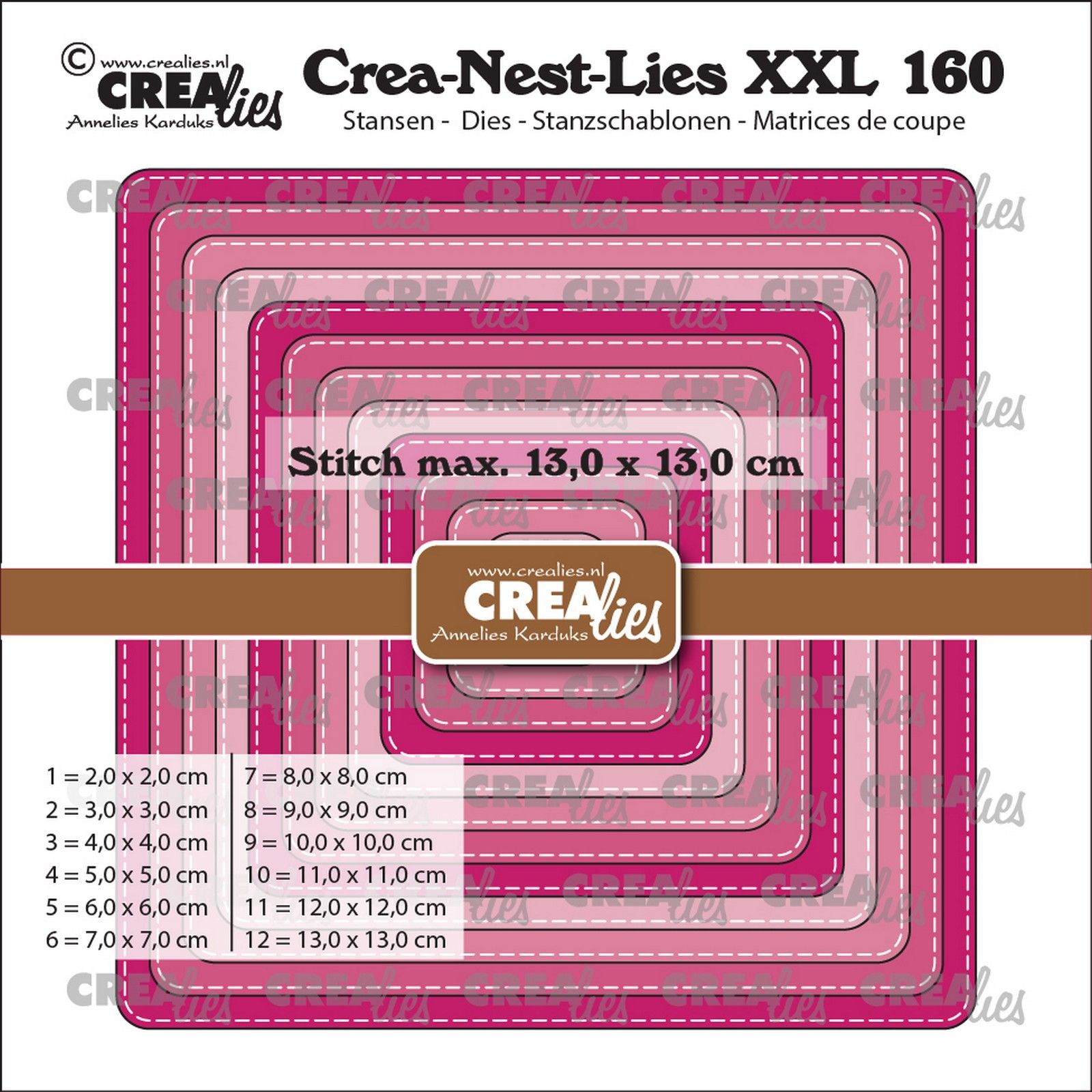 Crealies • Crea-Nest-Lies XXL Squares With Rounded Corners And Stitchline