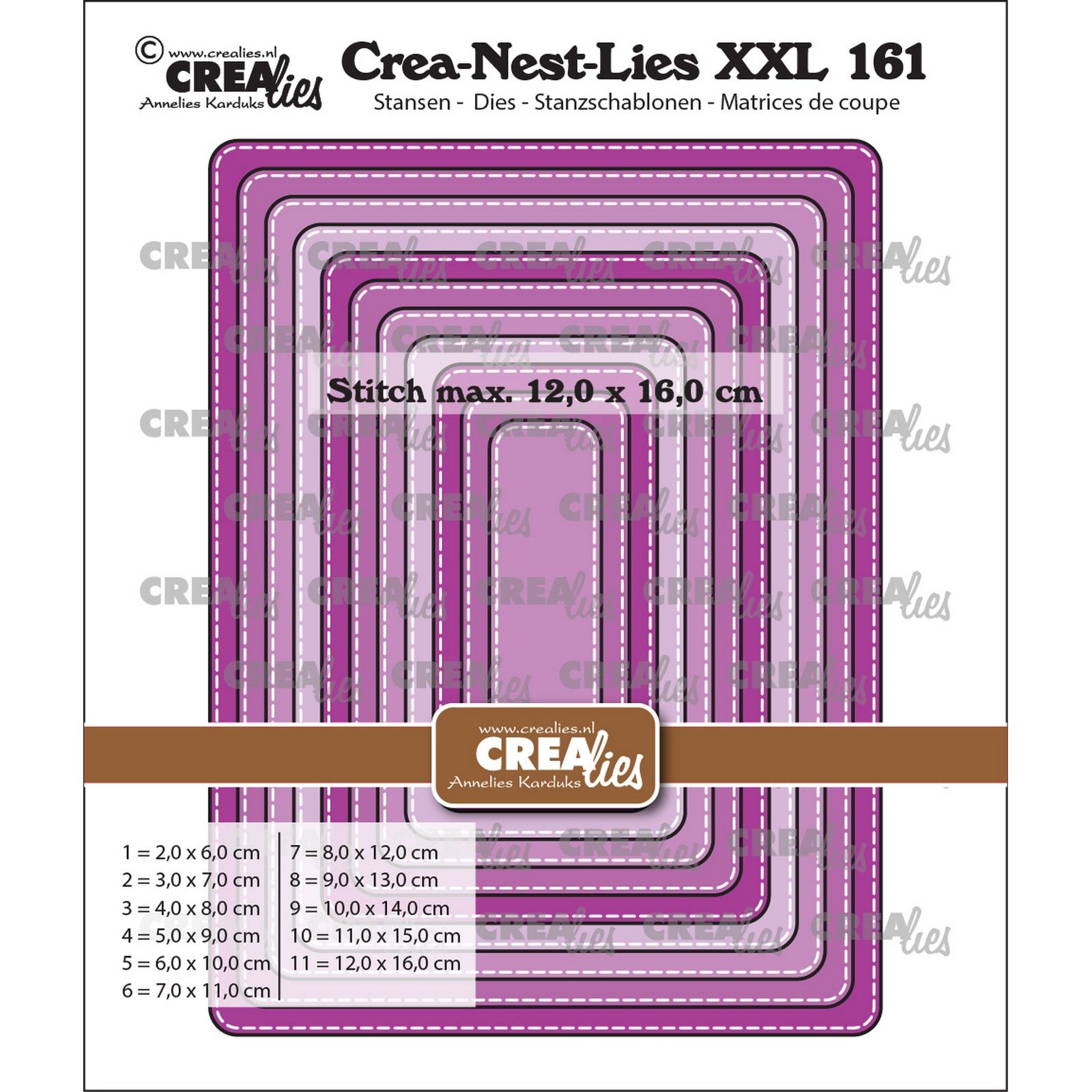 Crealies • Crea-Nest-Lies XXL Rectangles With Rounded Corners And Stitchline