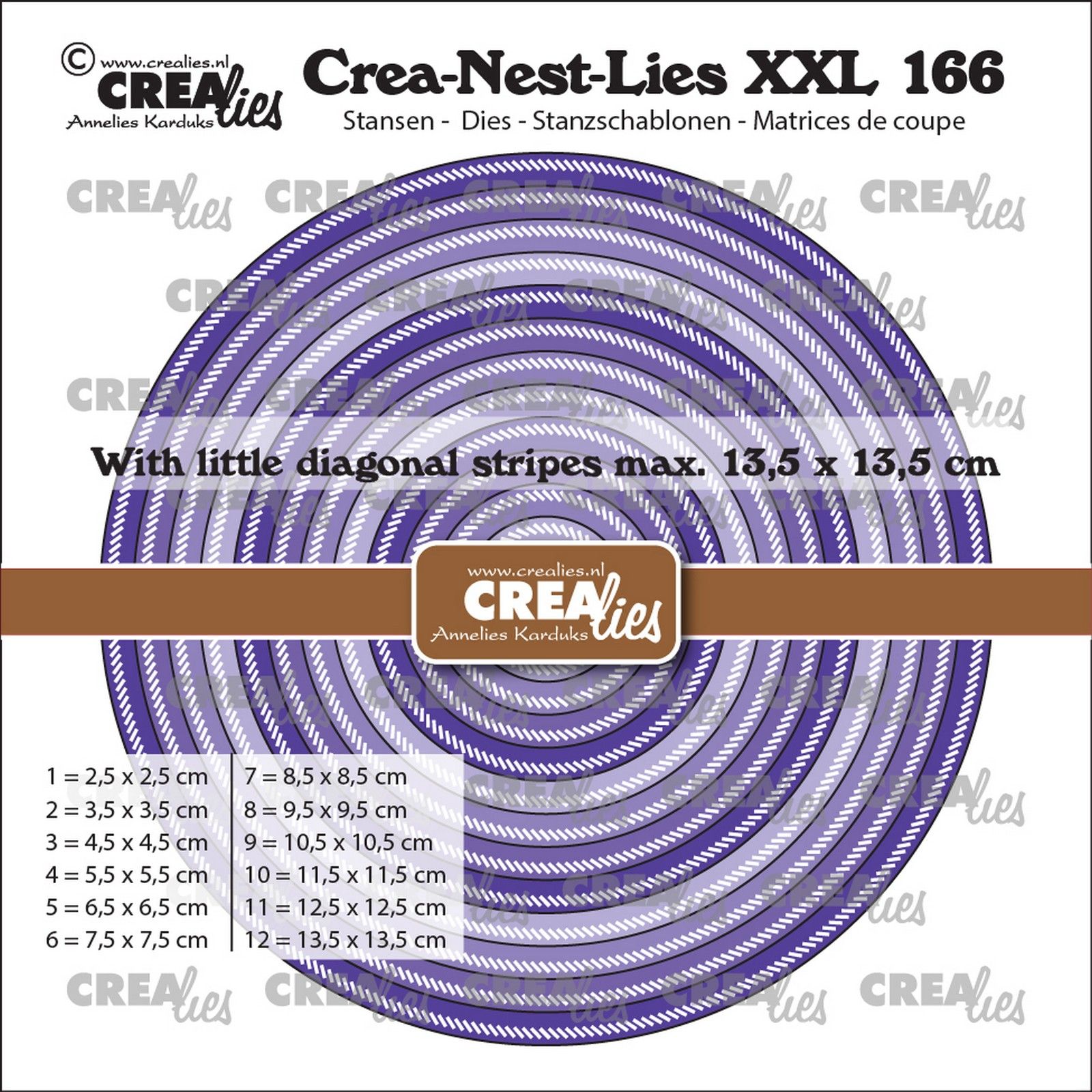 Crealies • Crea-Nest-Lies XXL Cutting Die Circles With Little Diagonal Stripes