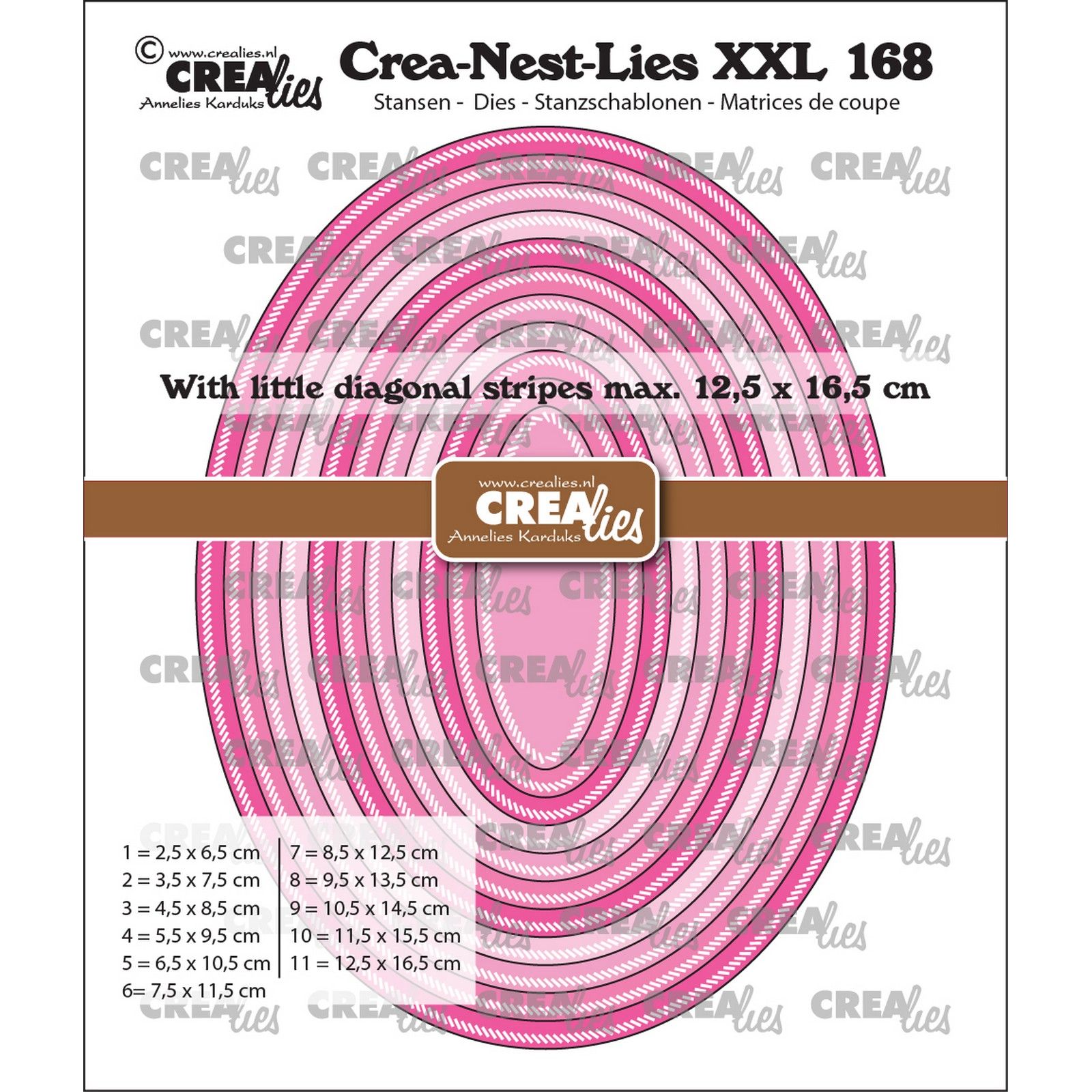 Crealies • Crea-Nest-Lies XXL Cutting Die Ovals With Little Diagonal Stripes