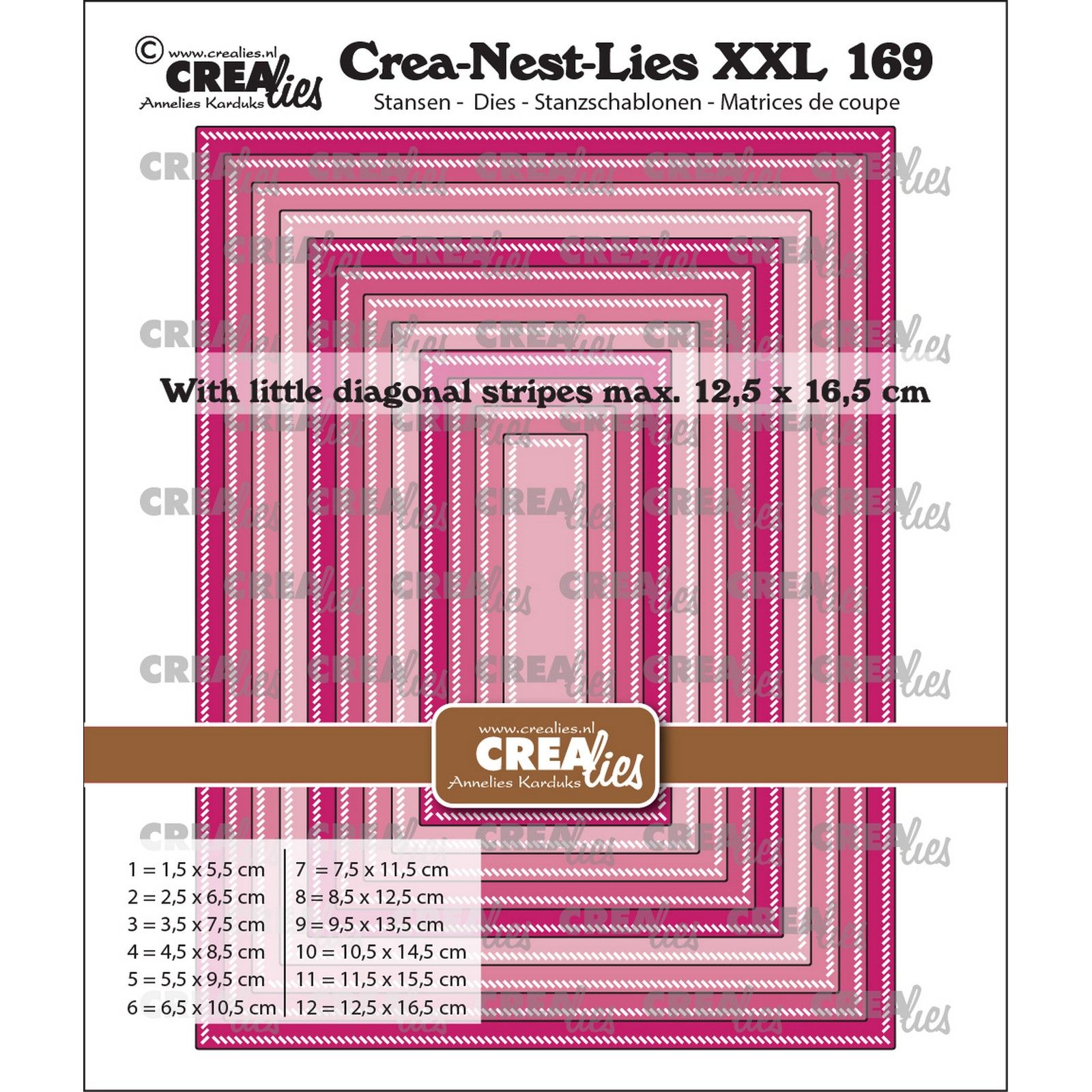 Crealies • Crea-Nest-Lies XXL Cutting Die Rectangles With Little Diagonal Stripes