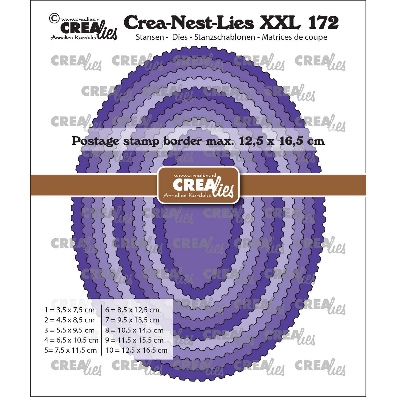 Crealies • Cutting Die Ovals With Postage Stamp Border