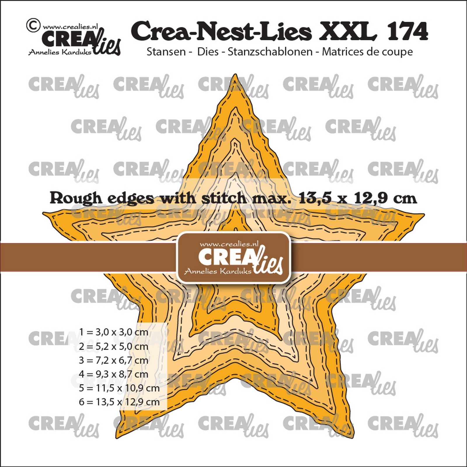 Crealies • Crea-Nest-Lies XXL Cutting Dies Rough Stars with Stitch Lines (fits In XXL 135)