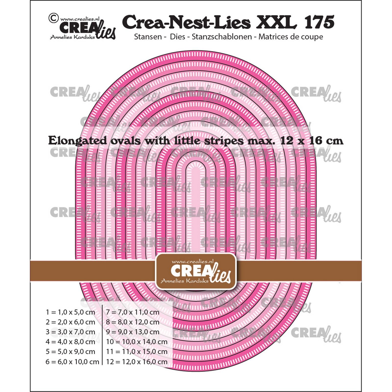 Crealies • Crea-Nest-Lies XXL Cutting Dies Elongated Ovals with Little Stripes