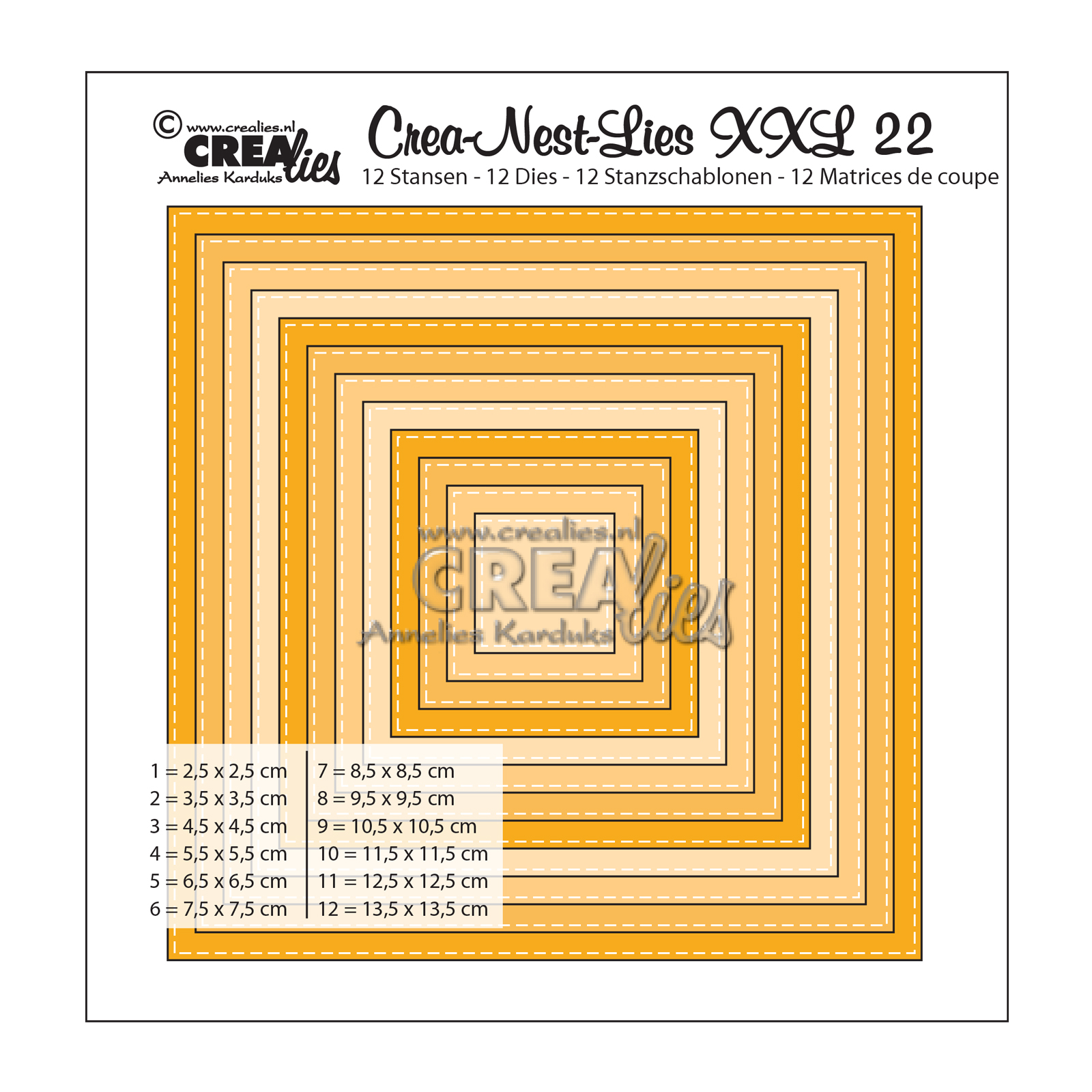 Crealies • Crea-Nest-Lies XXL plantilla de corte no.22 Squares