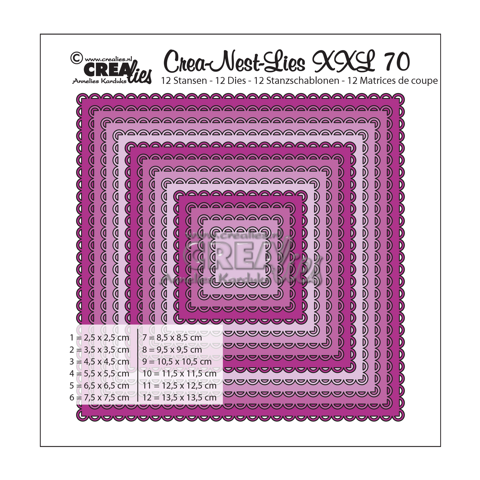 Crealies • Crea-Nest-Lies XXL plantilla de corte no.70 Squares