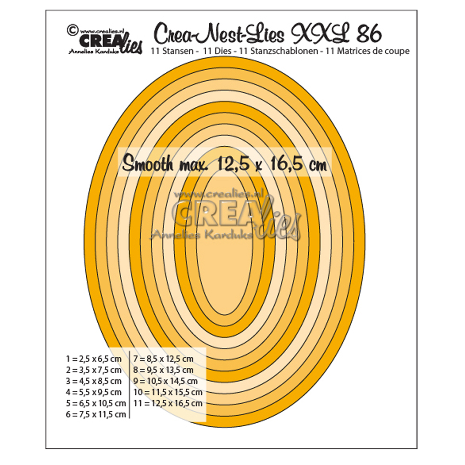 Crealies • Crea-Nest-Lies XXL Smooth oval half cm