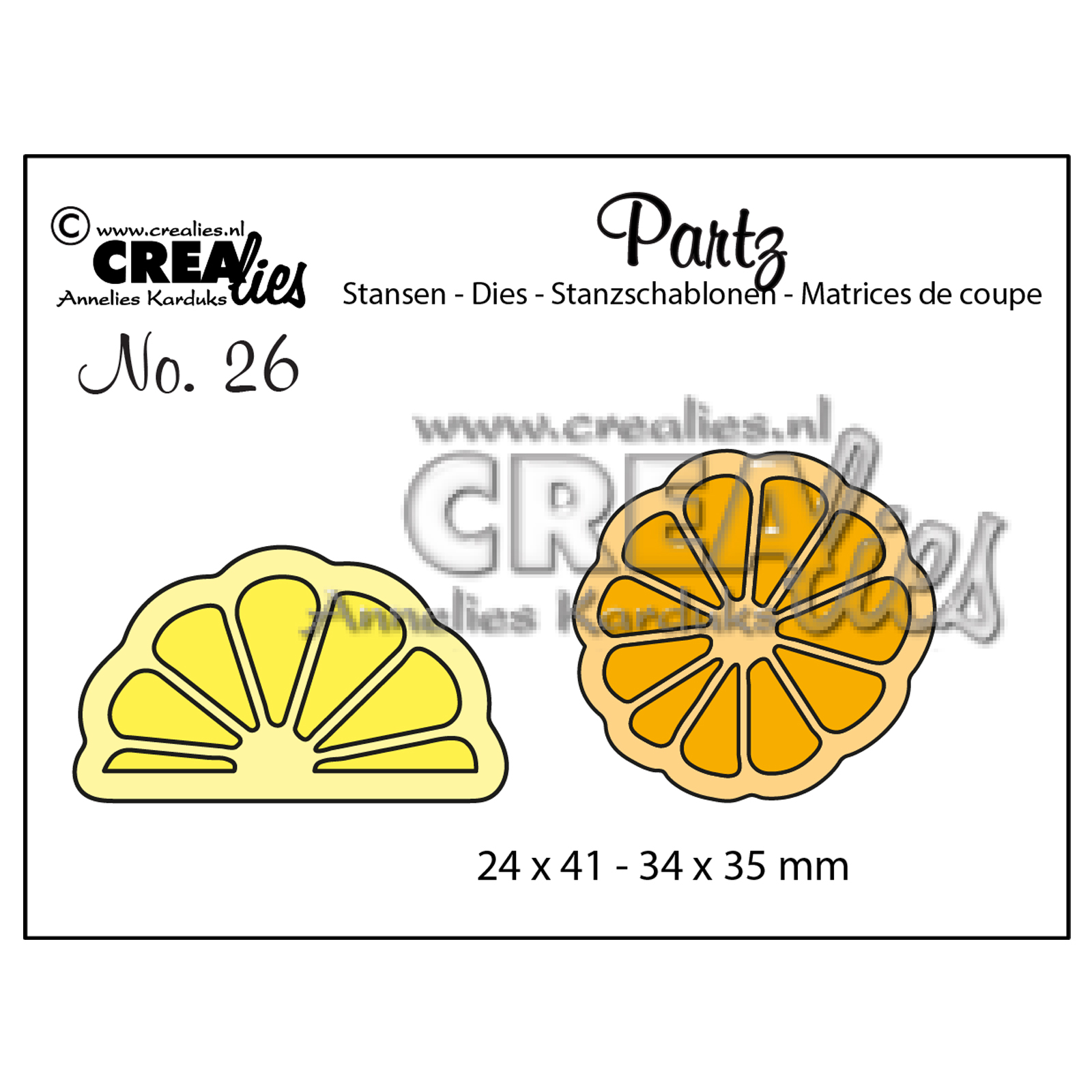 Crealies • Partz Stanzschablone no.26 Zitronenscheibe + Orangescheibe