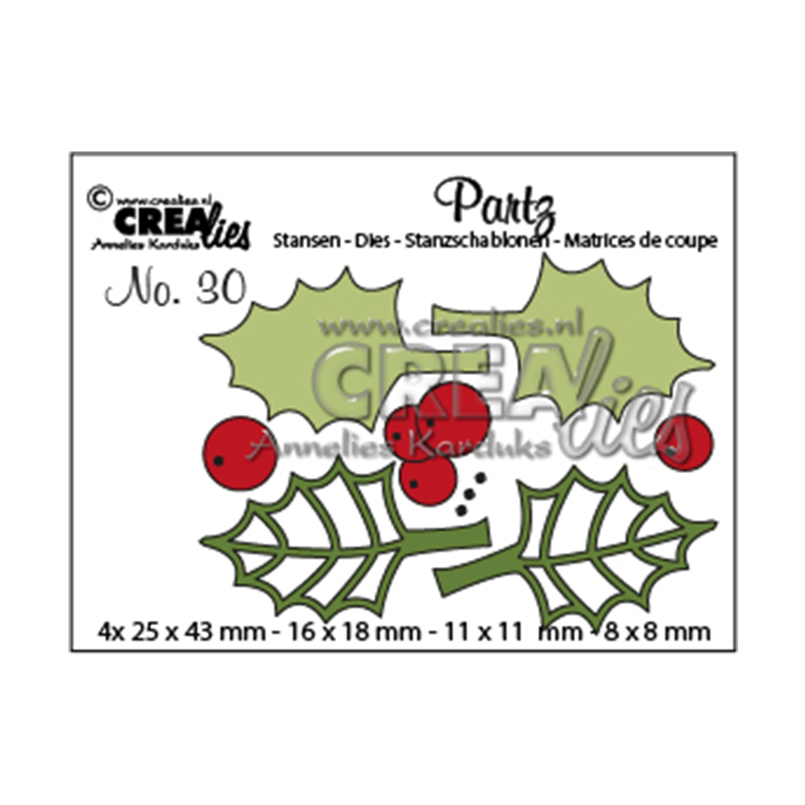 Crealies • Partz cutting die no.30 Holly + berries