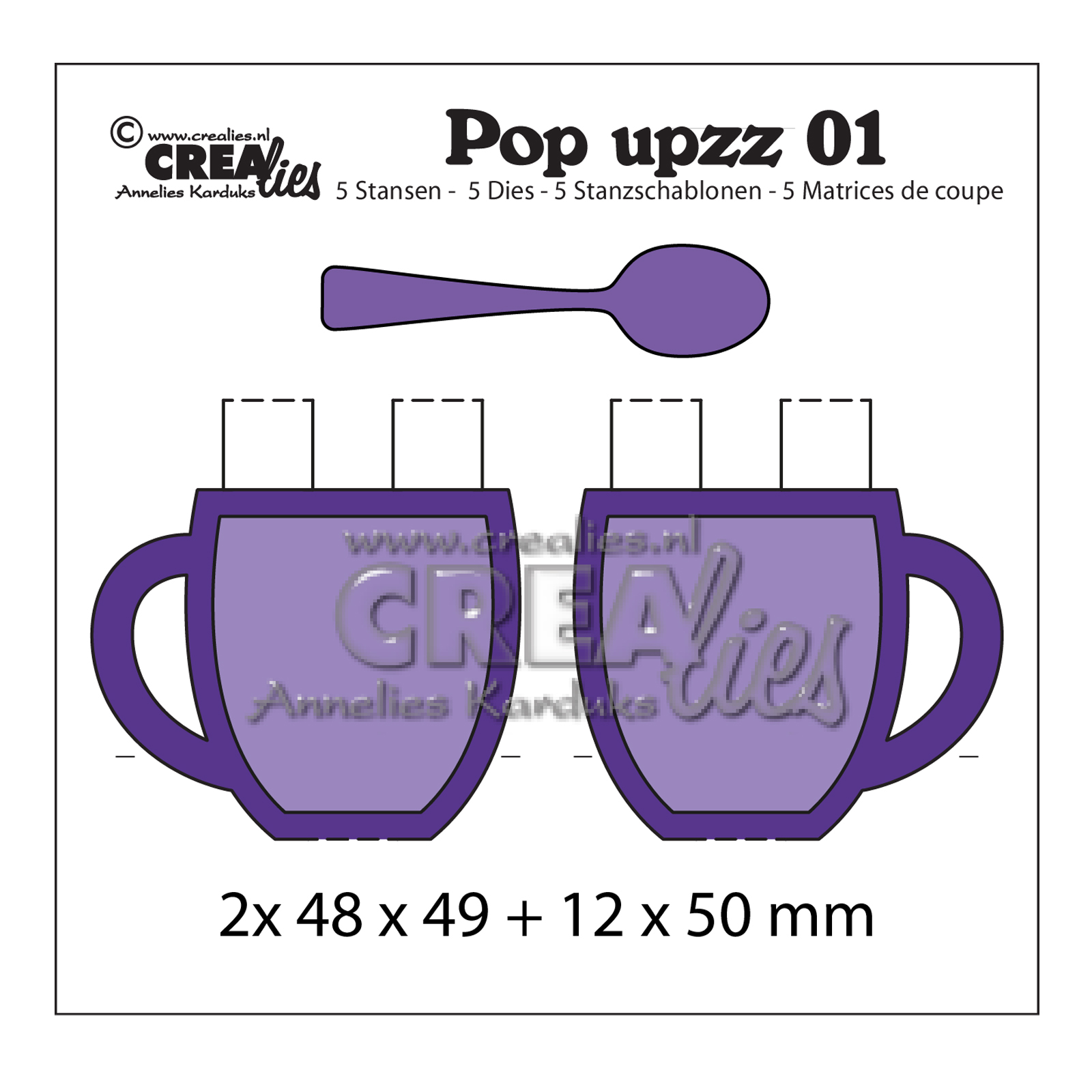 Crealies • Pop upzz plantilla de corte no.1 Mugs & spoons 2pcs