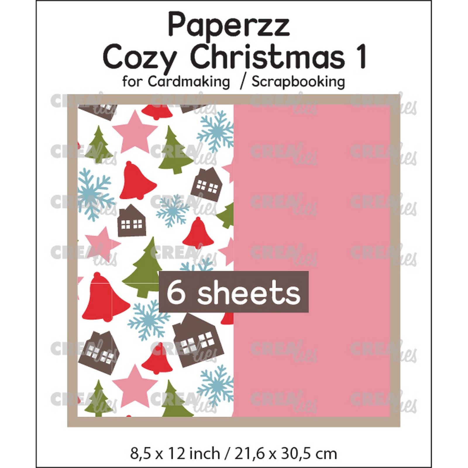 Crealies • Paperzz 6x Cozy Christmas sheet 1: variation + pink