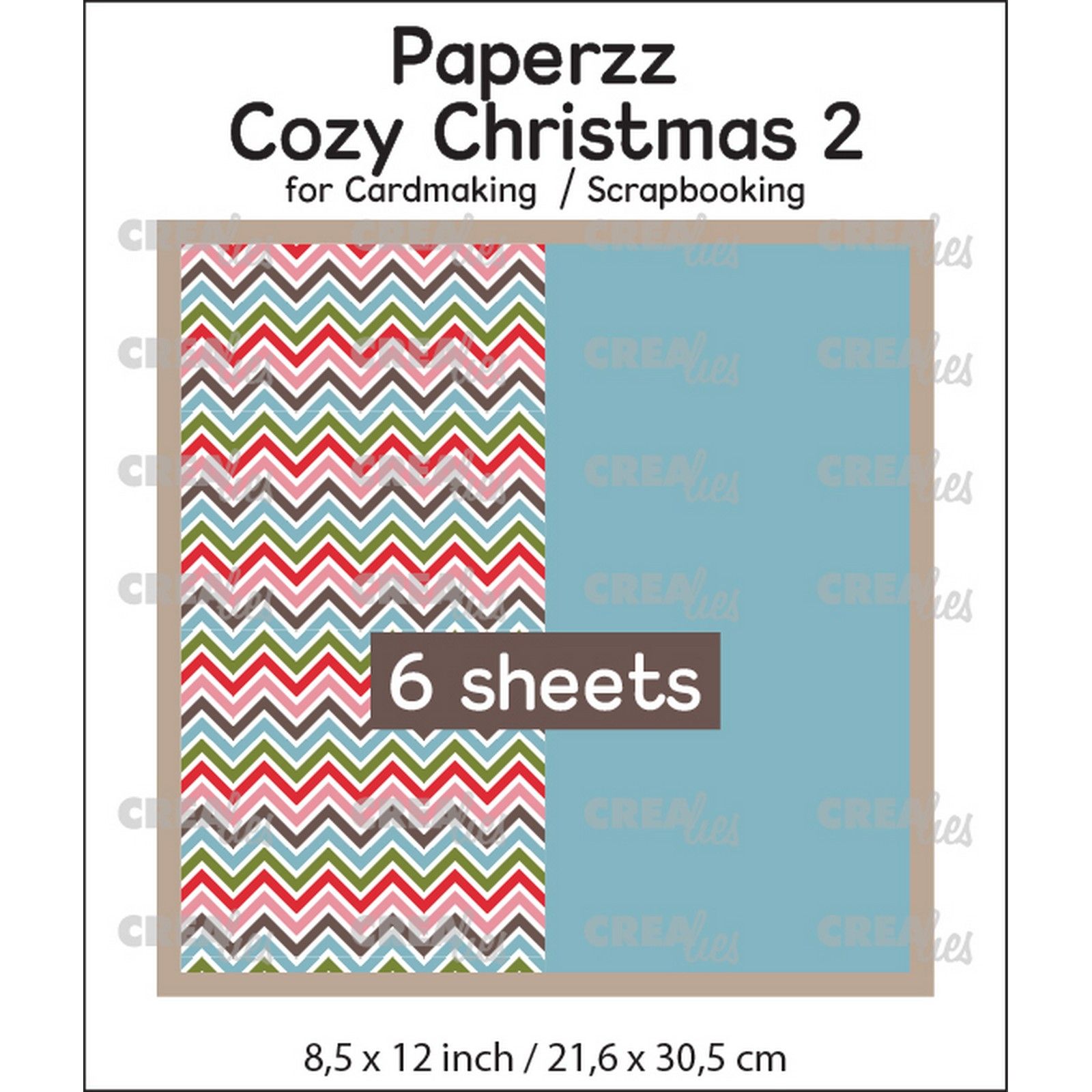 Crealies • Paperzz 6x Cozy Christmas sheet 2: zigzag + blue