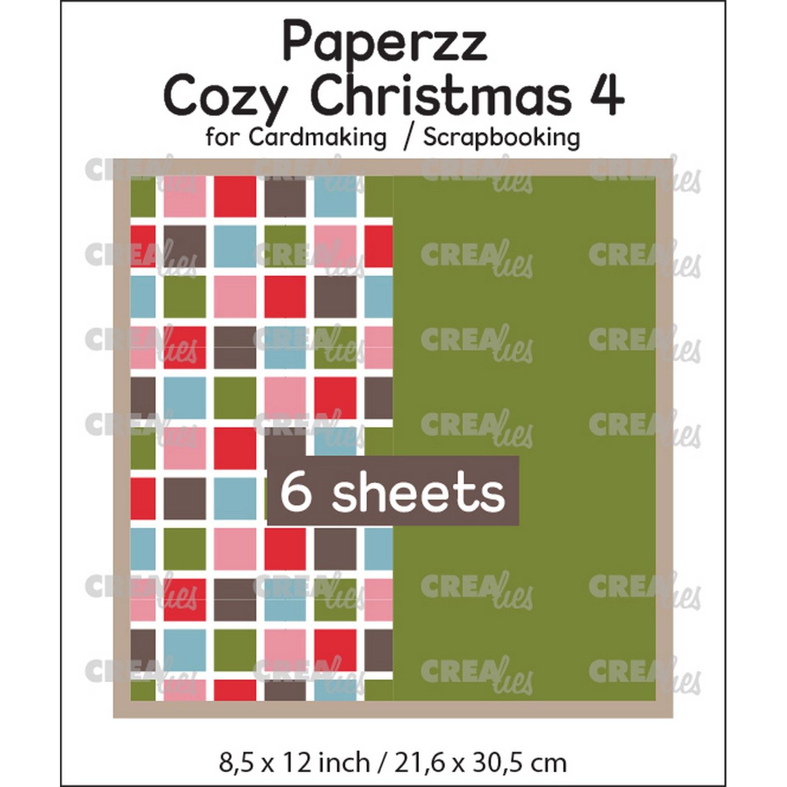 Crealies • Paperzz 6x Cozy Christmas sheet 4: squares + green