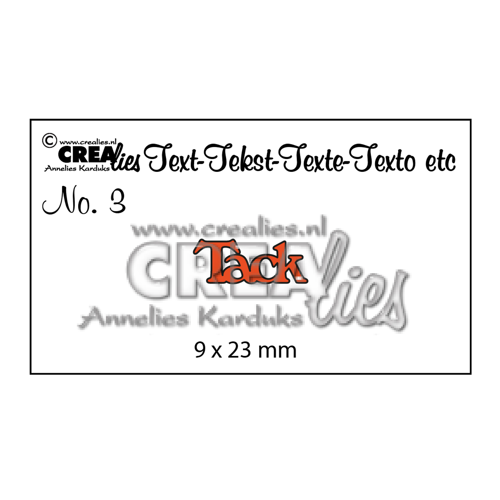 Crealies • Plantilla de corte con texto en sueco no.3 "Tack"