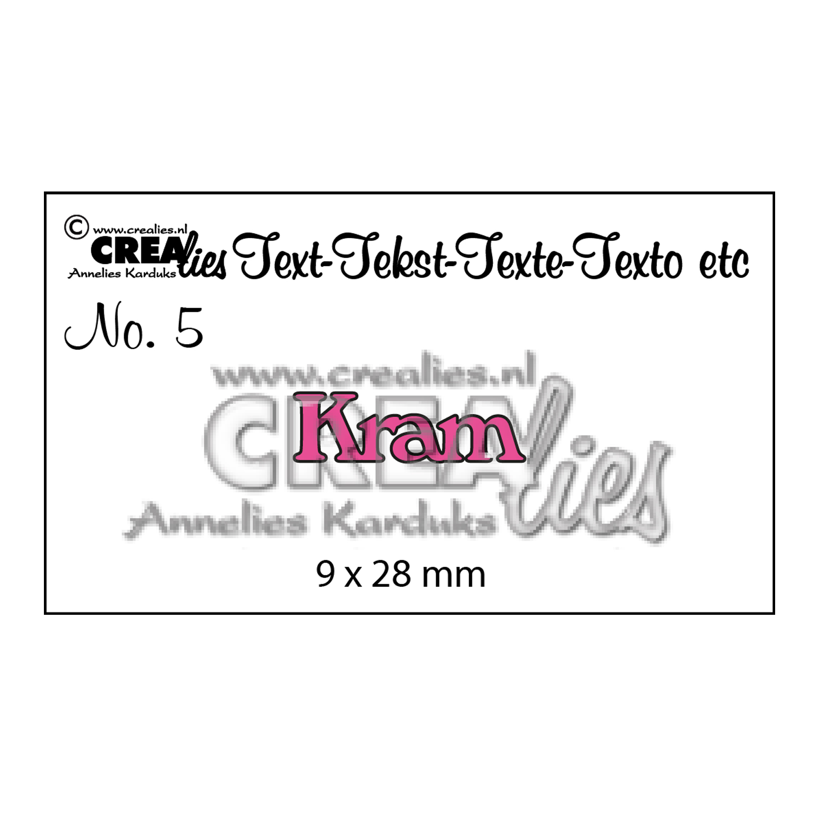 Crealies • Plantilla de corte con texto en sueco no.5 "Kram"